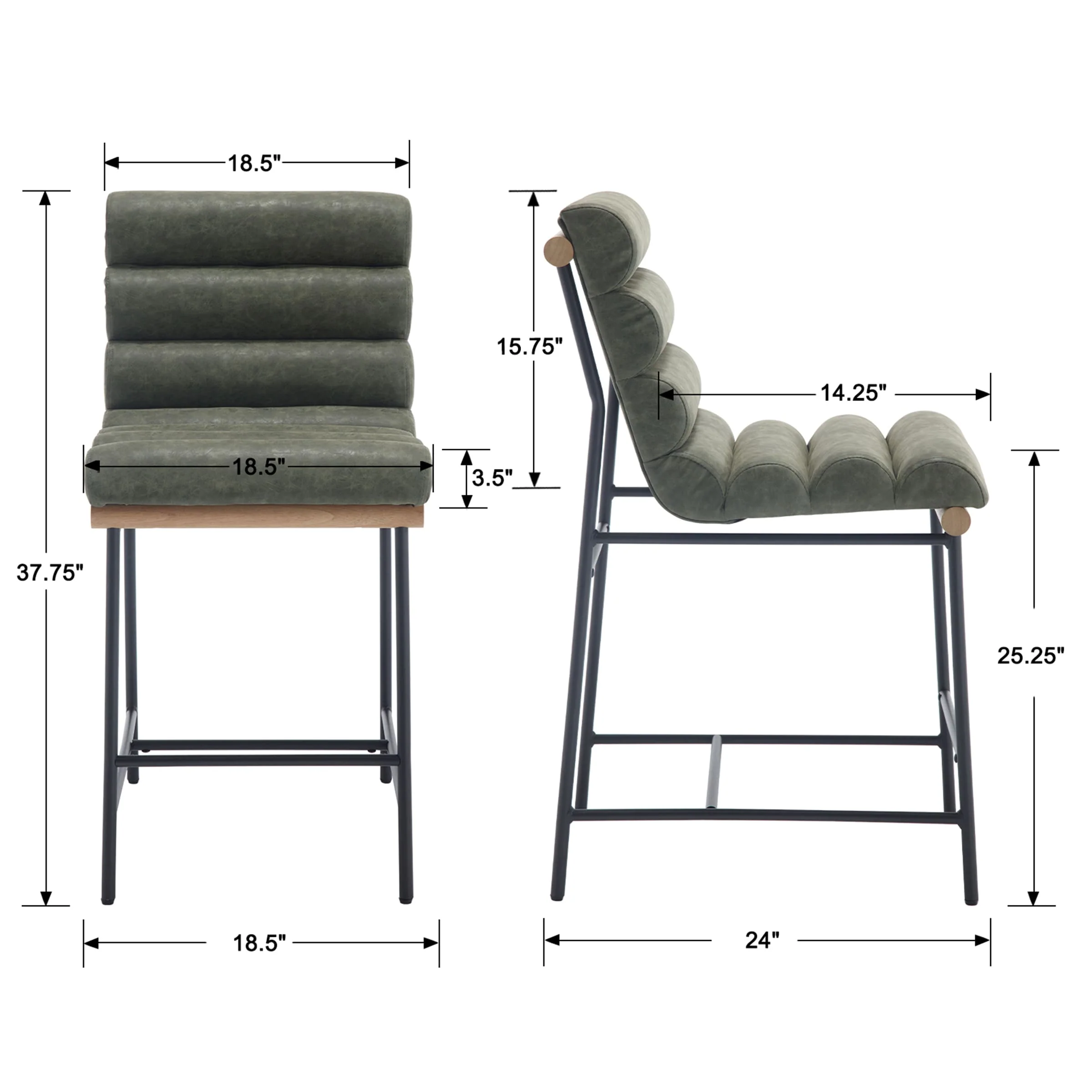25”H Armless Upholstered Counter Stools Set of 2 - 5793CS - Image 9