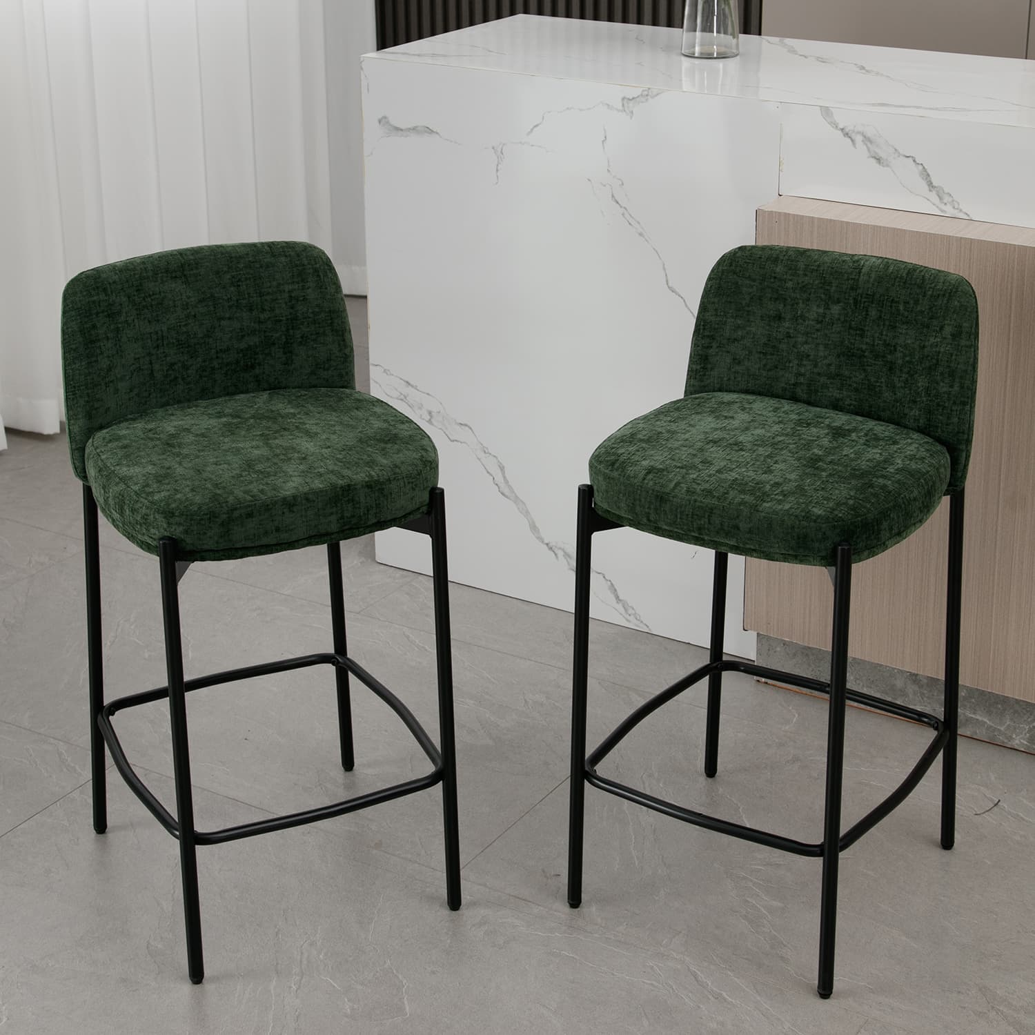 26"H White Boucle Bar Stools Set of 2 - 23727CS - Image 8