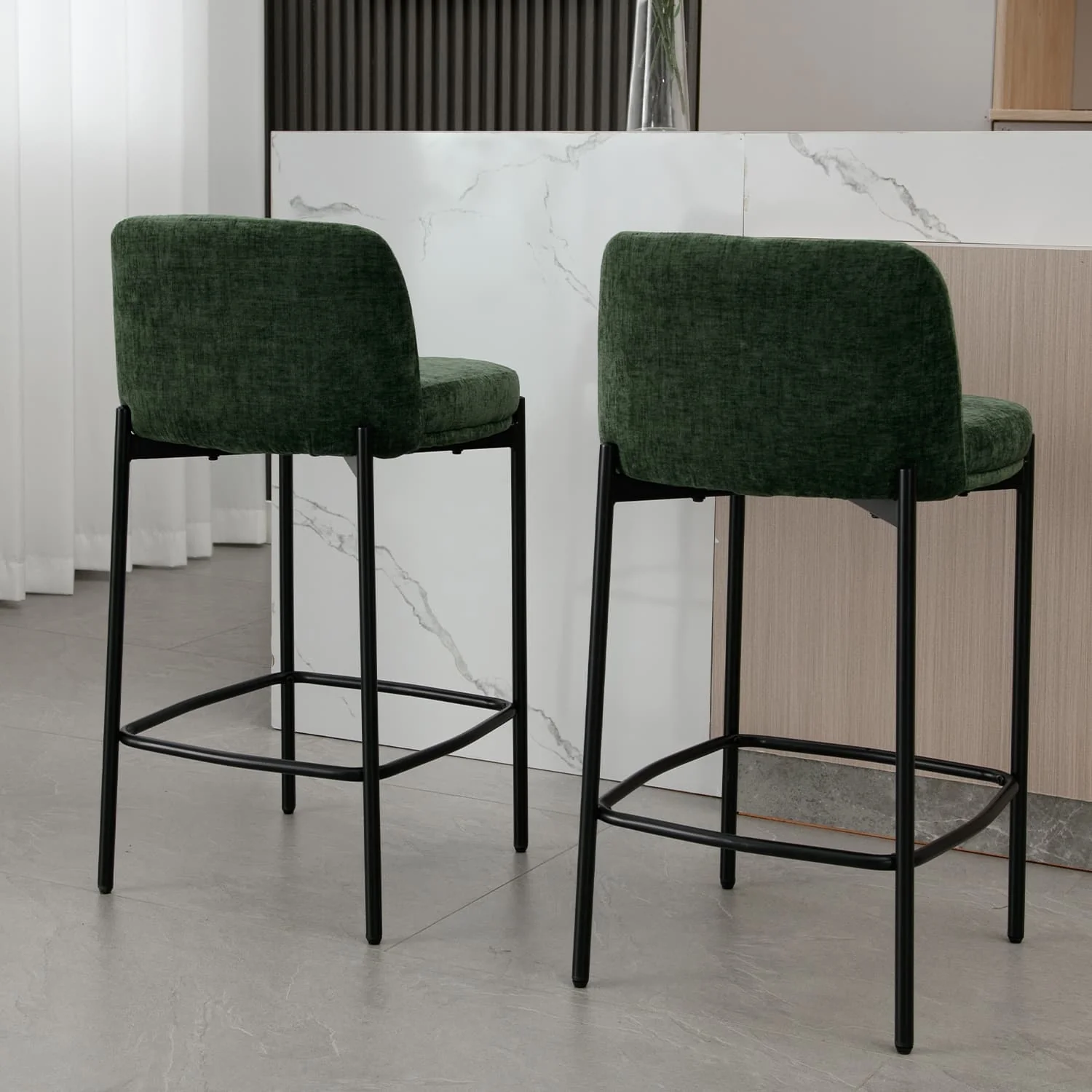 26"H White Boucle Bar Stools Set of 2 - 23727CS - Image 9