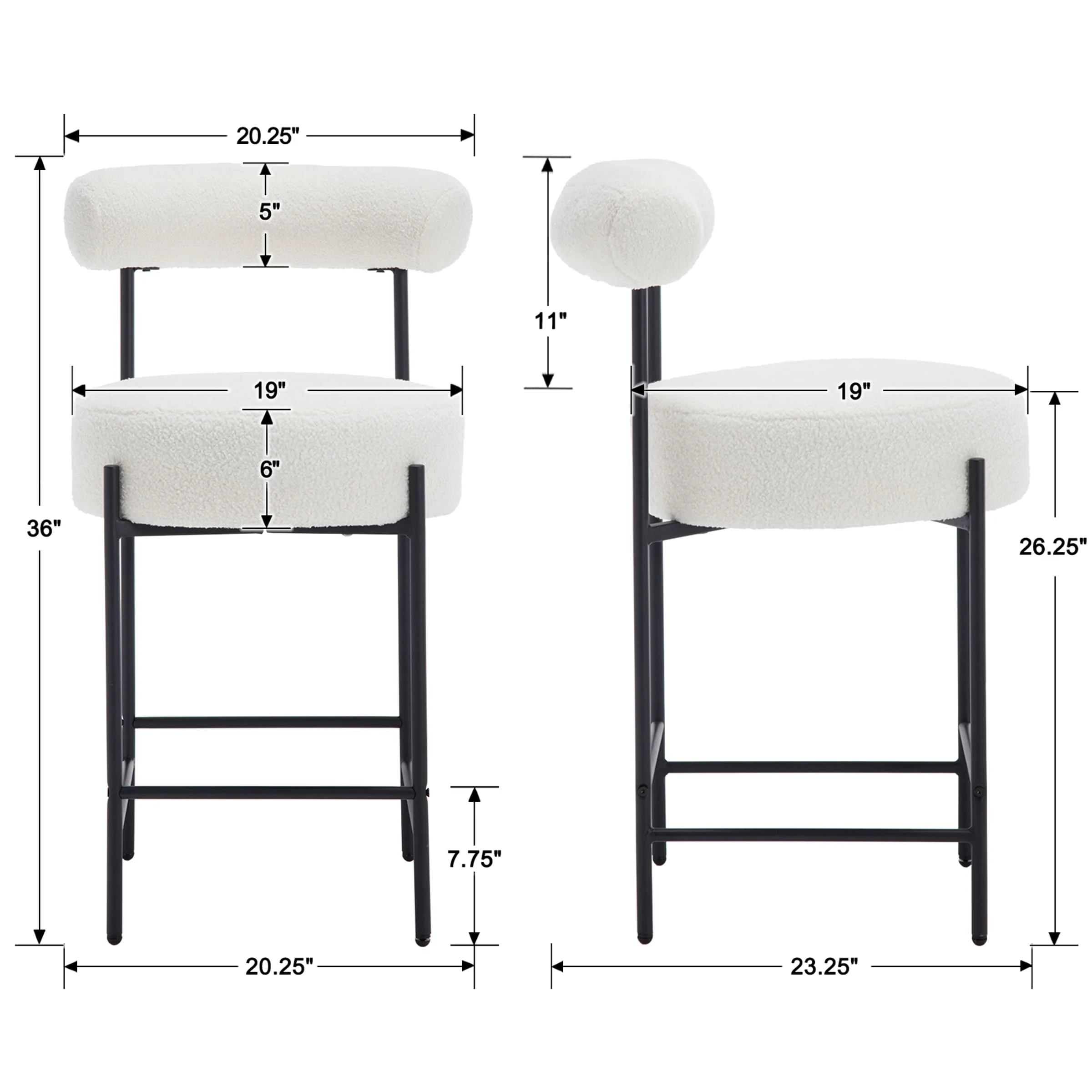 26"H Curved Open Back Counter Stools Set of 2 - 11002CS - Image 9
