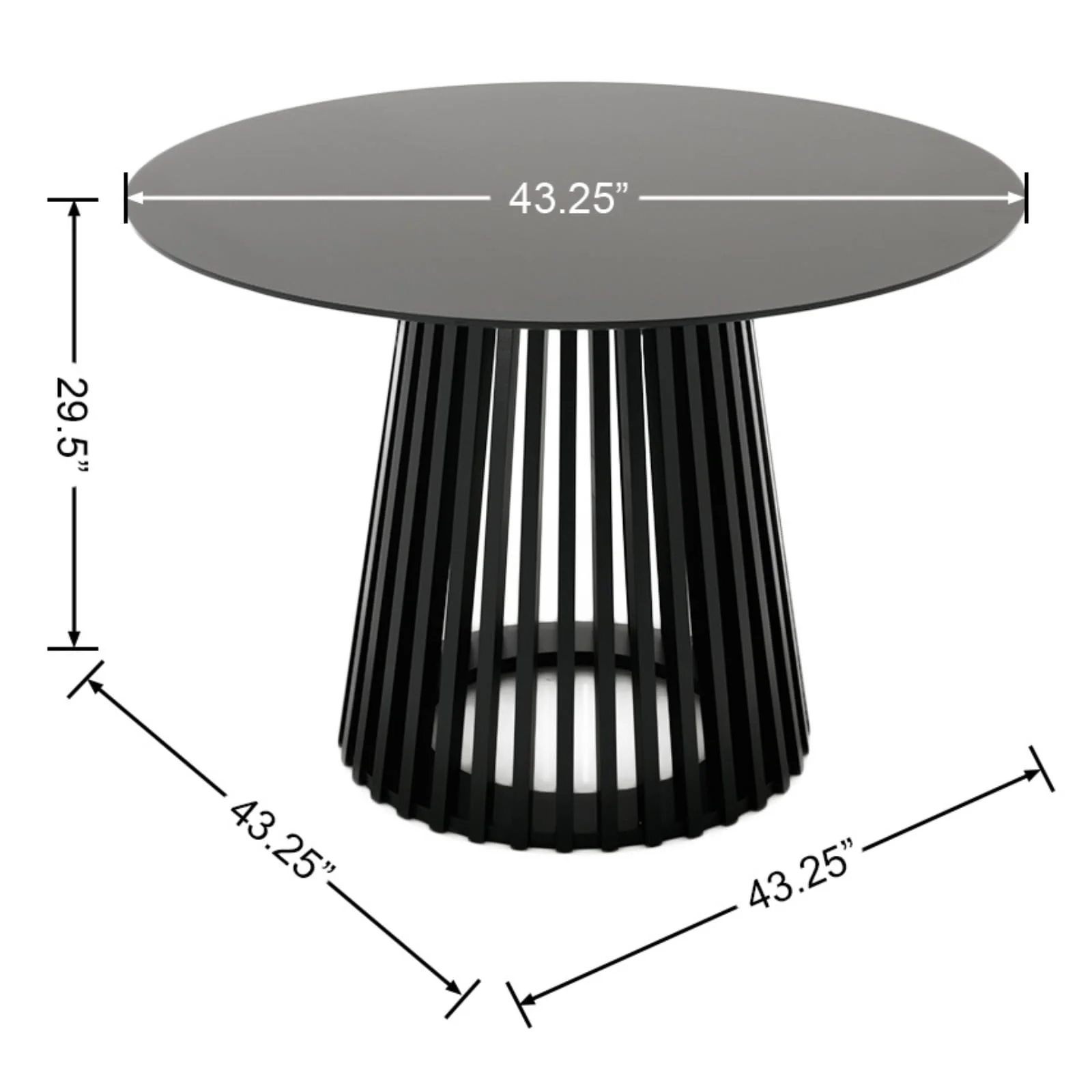 43 Inch Black Kitchen Table - 19008DT - Image 12