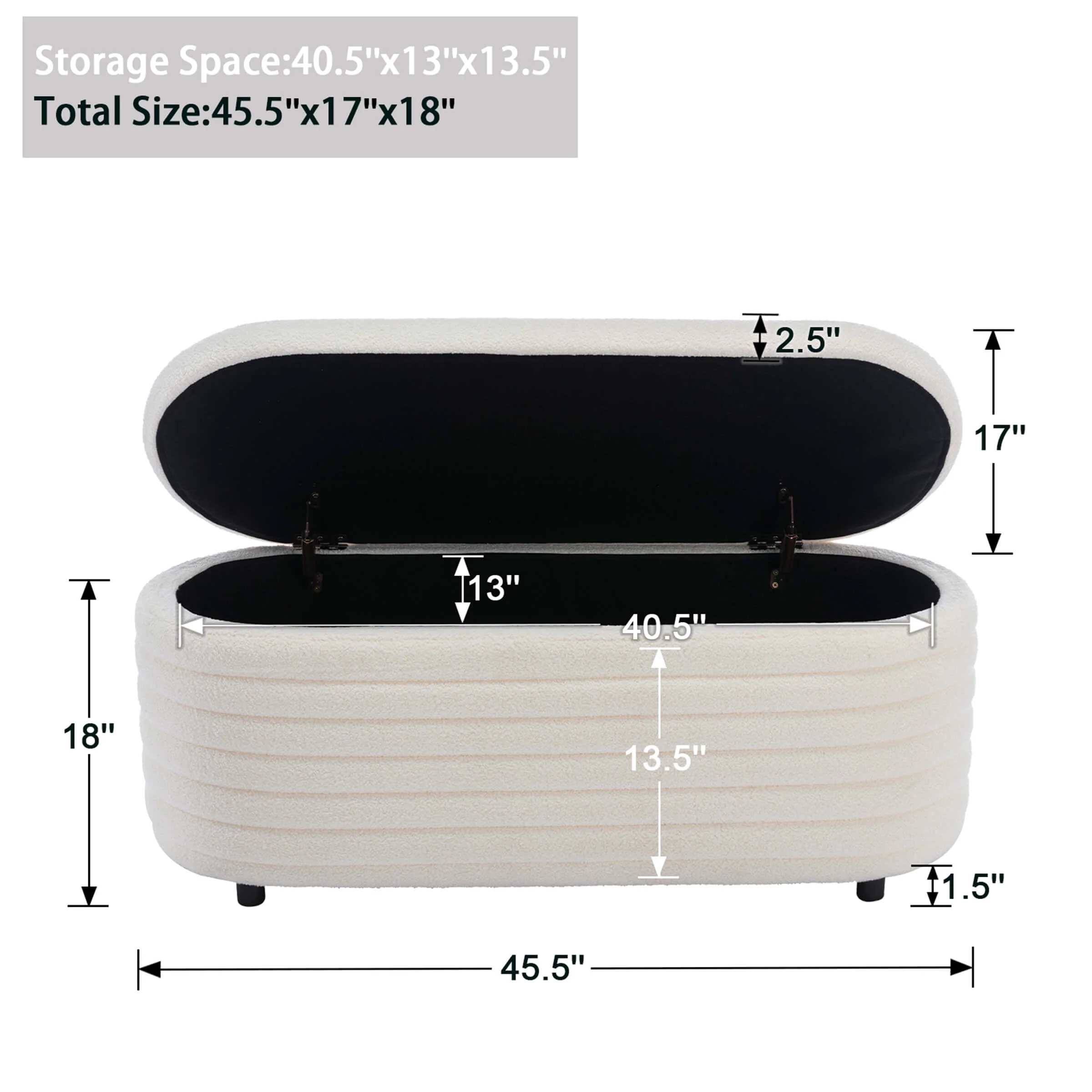 45" Comfy Upholstered Storage Bench - 2436BH - Image 9