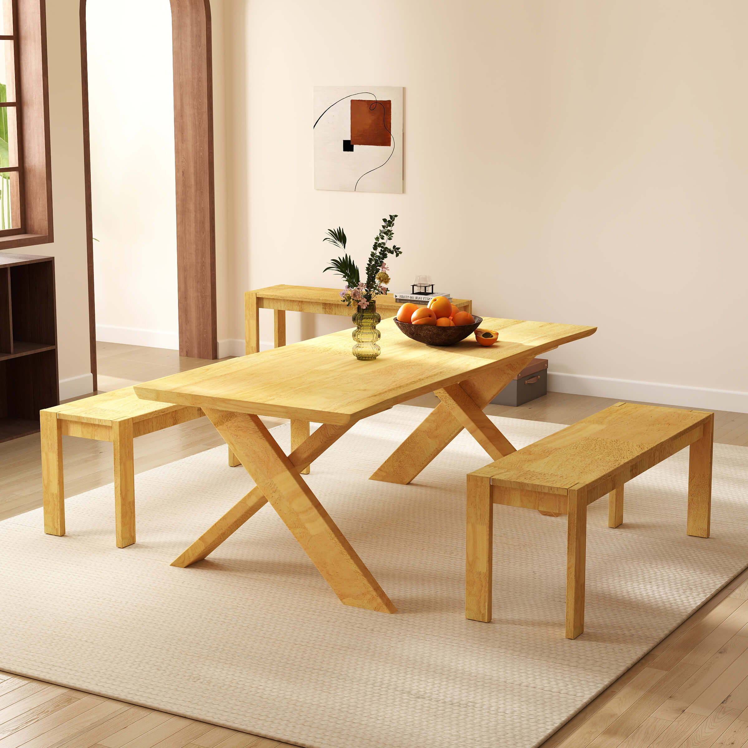 47"L Solid Wood Narrow Farmhouse Dining Bench - 0001BH - Image 11
