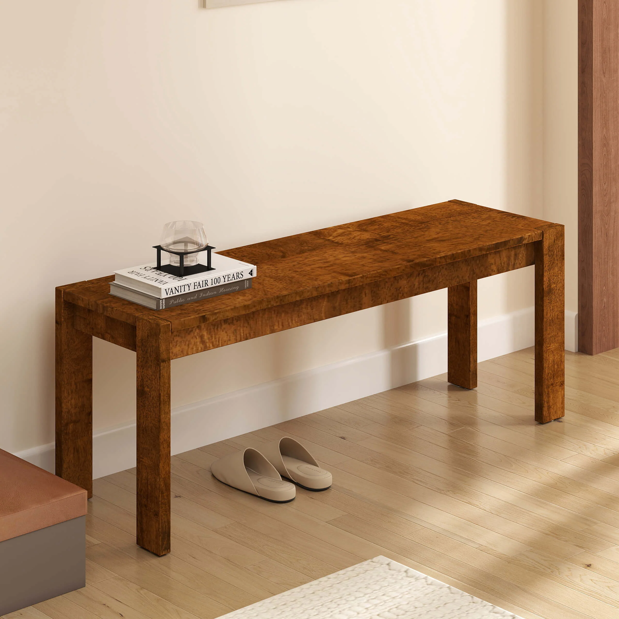 47"L Solid Wood Narrow Farmhouse Dining Bench - 0001BH - Image 16