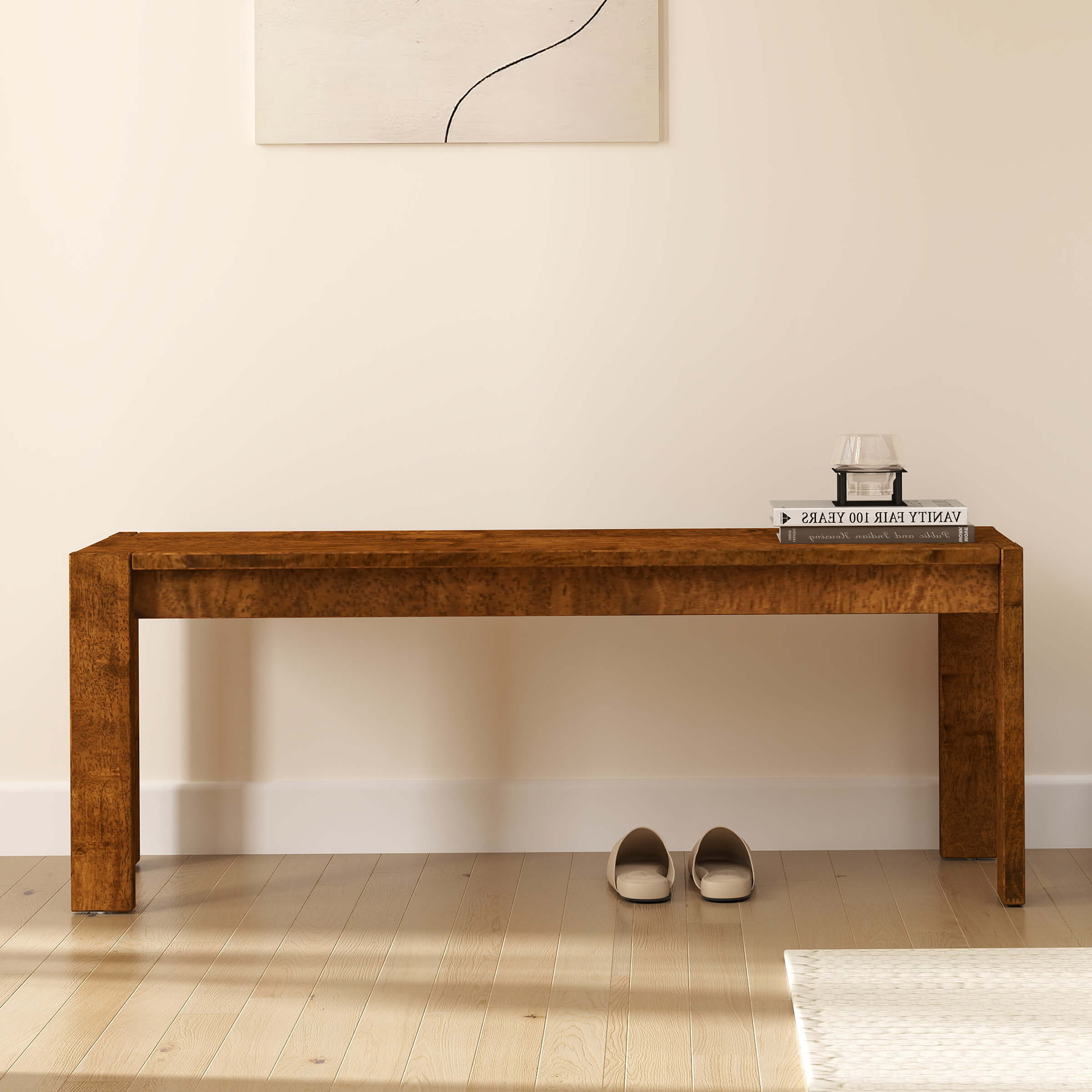 47"L Solid Wood Narrow Farmhouse Dining Bench - 0001BH - Image 17