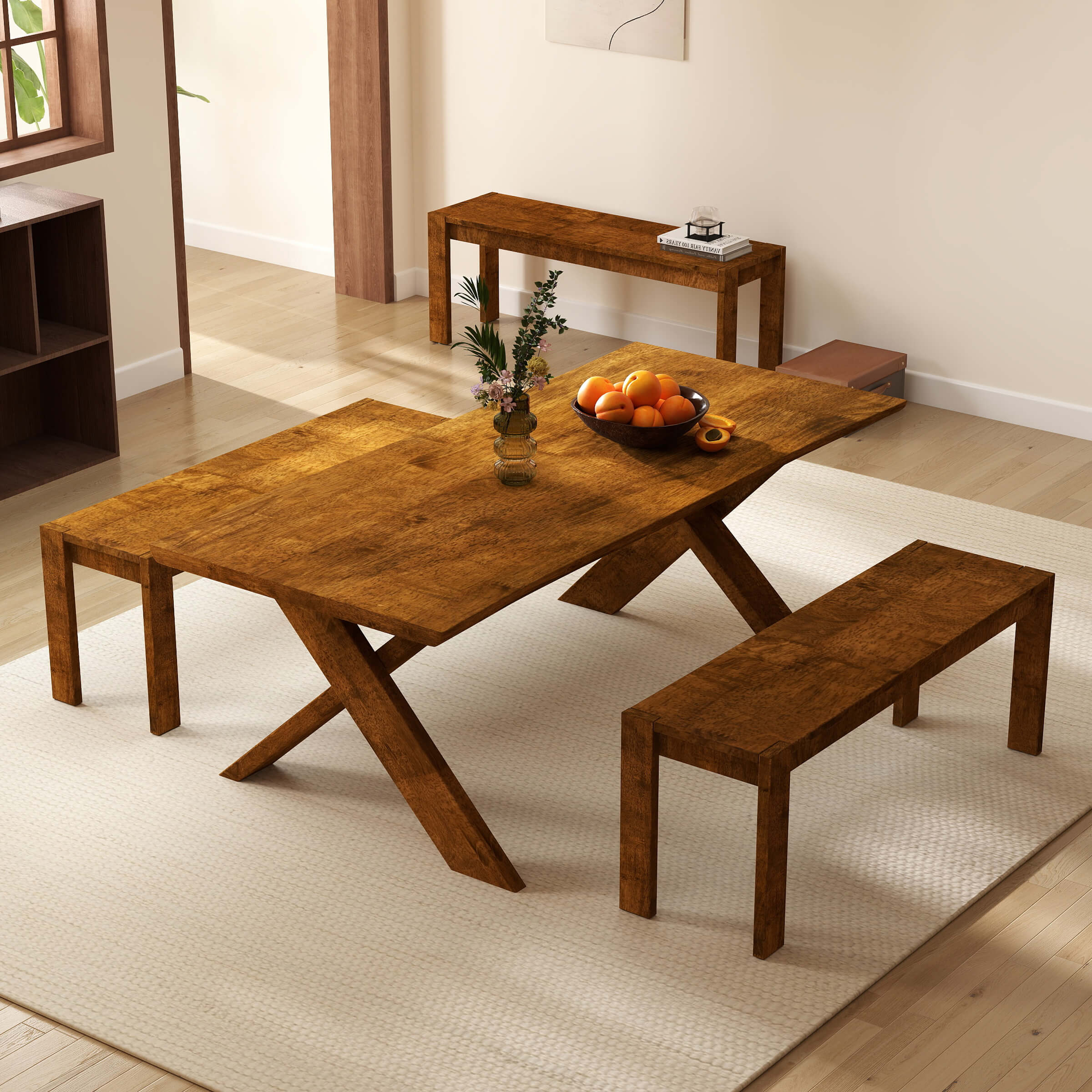 47"L Solid Wood Narrow Farmhouse Dining Bench - 0001BH - Image 18