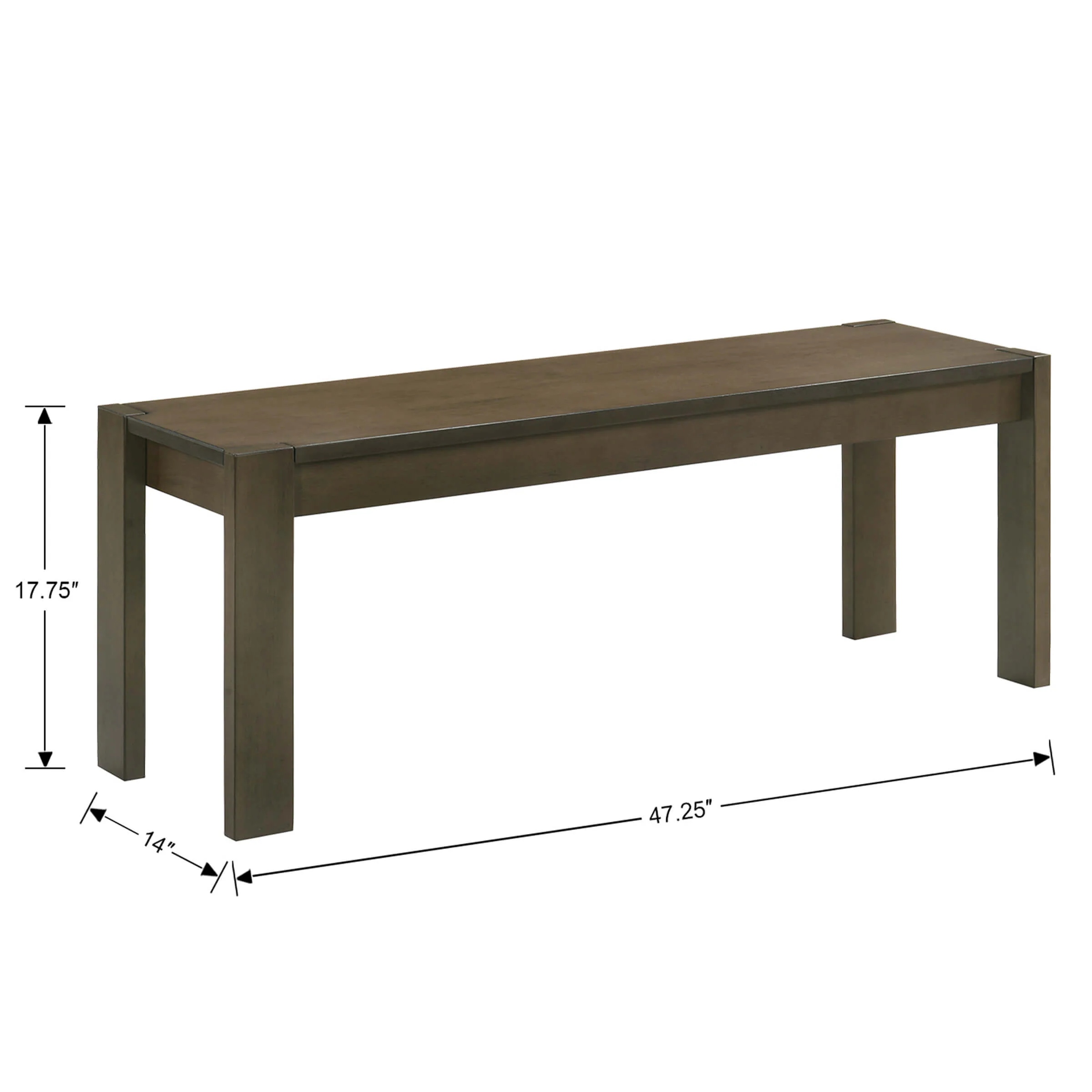 47"L Solid Wood Narrow Farmhouse Dining Bench - 0001BH - Image 8