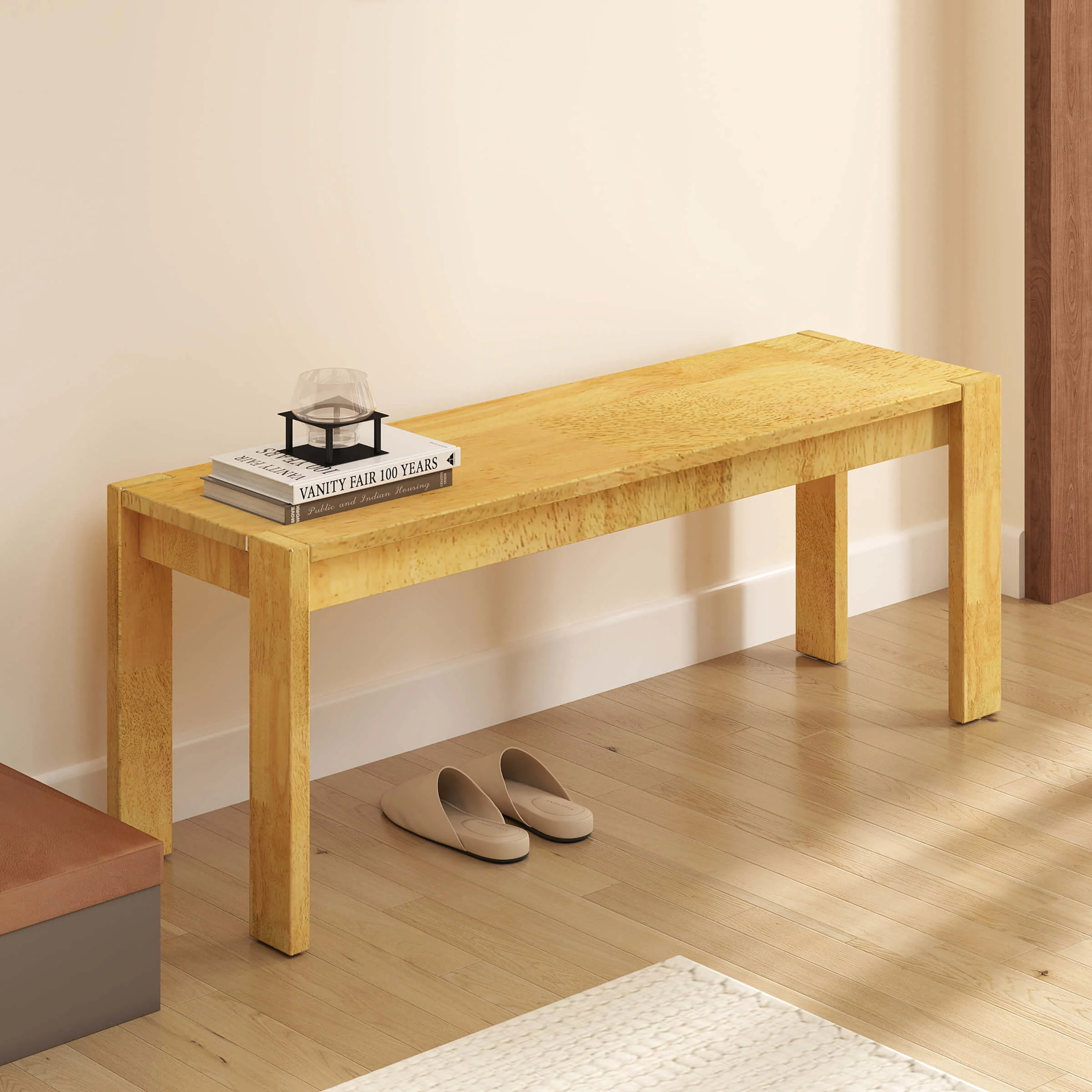 47"L Solid Wood Narrow Farmhouse Dining Bench - 0001BH - Image 9