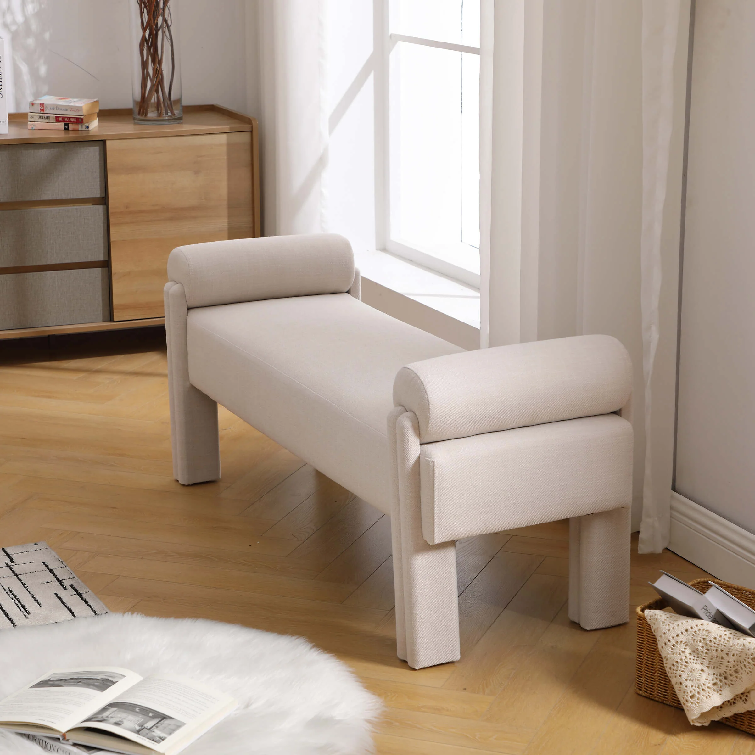 53"W End of Bed Bench with Armrests - 2640BH - Image 10