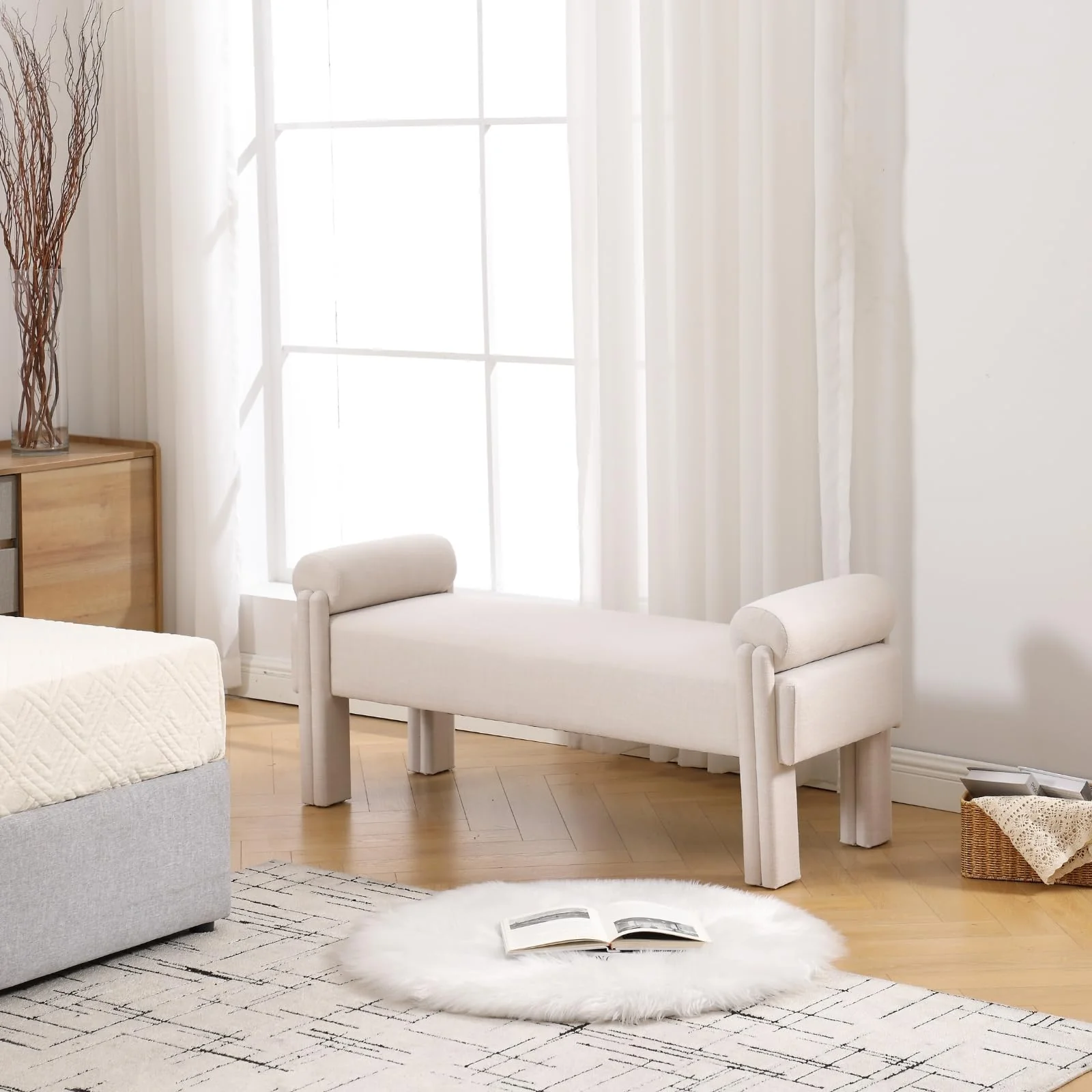 53"W End of Bed Bench with Armrests - 2640BH - Image 9