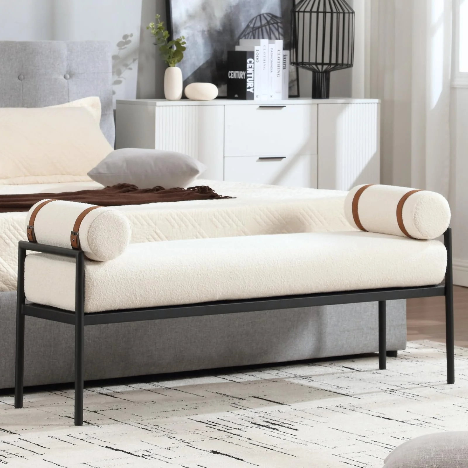 55 "W Bedroom Bench with Removable Pillows - 2160BH - Image 10