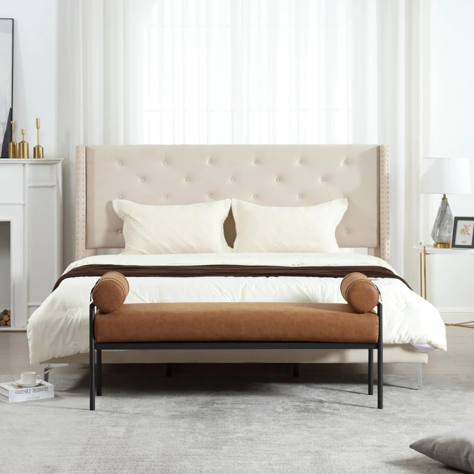 55 "W Bedroom Bench with Removable Pillows - 2160BH - Image 2