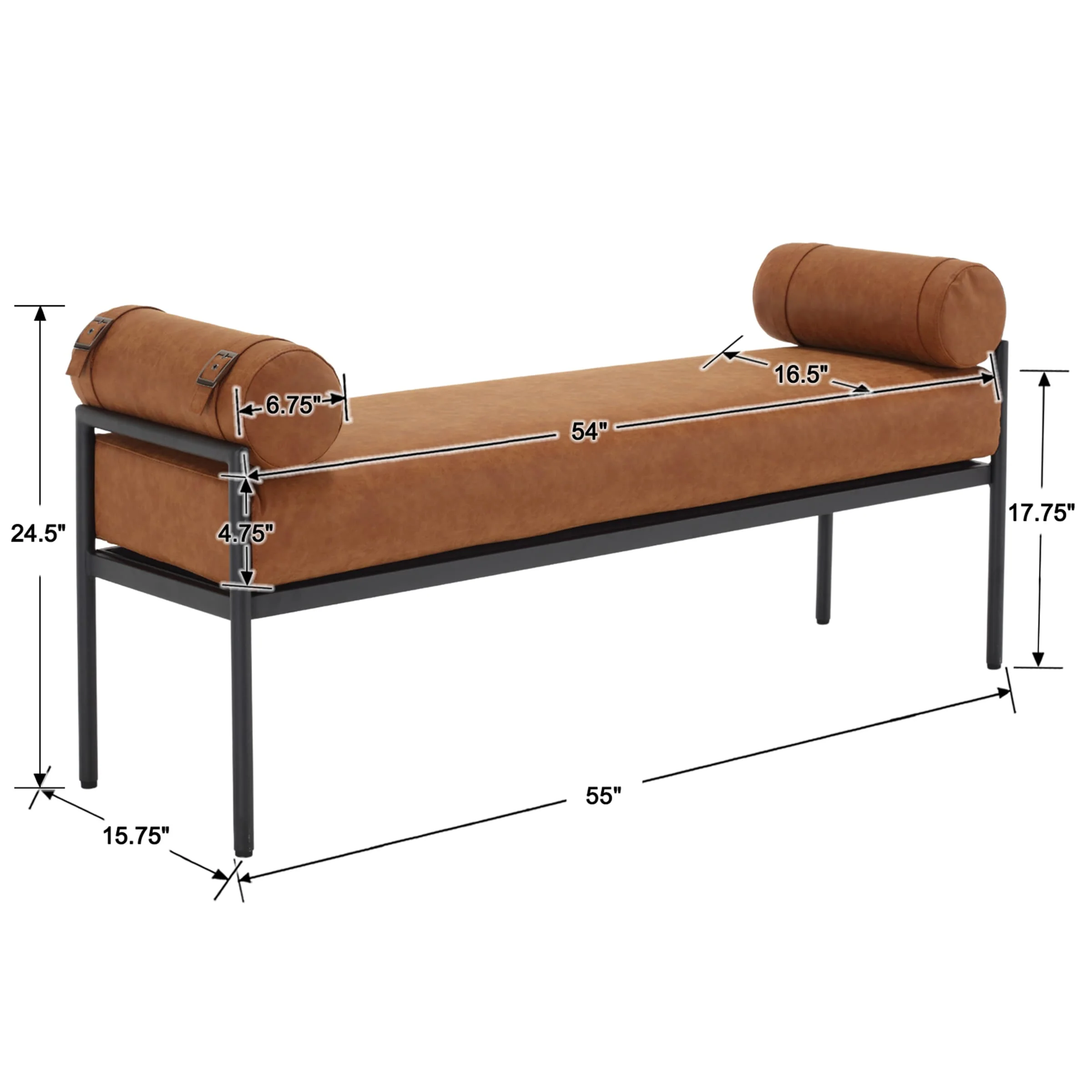 55 "W Bedroom Bench with Removable Pillows - 2160BH - Image 5