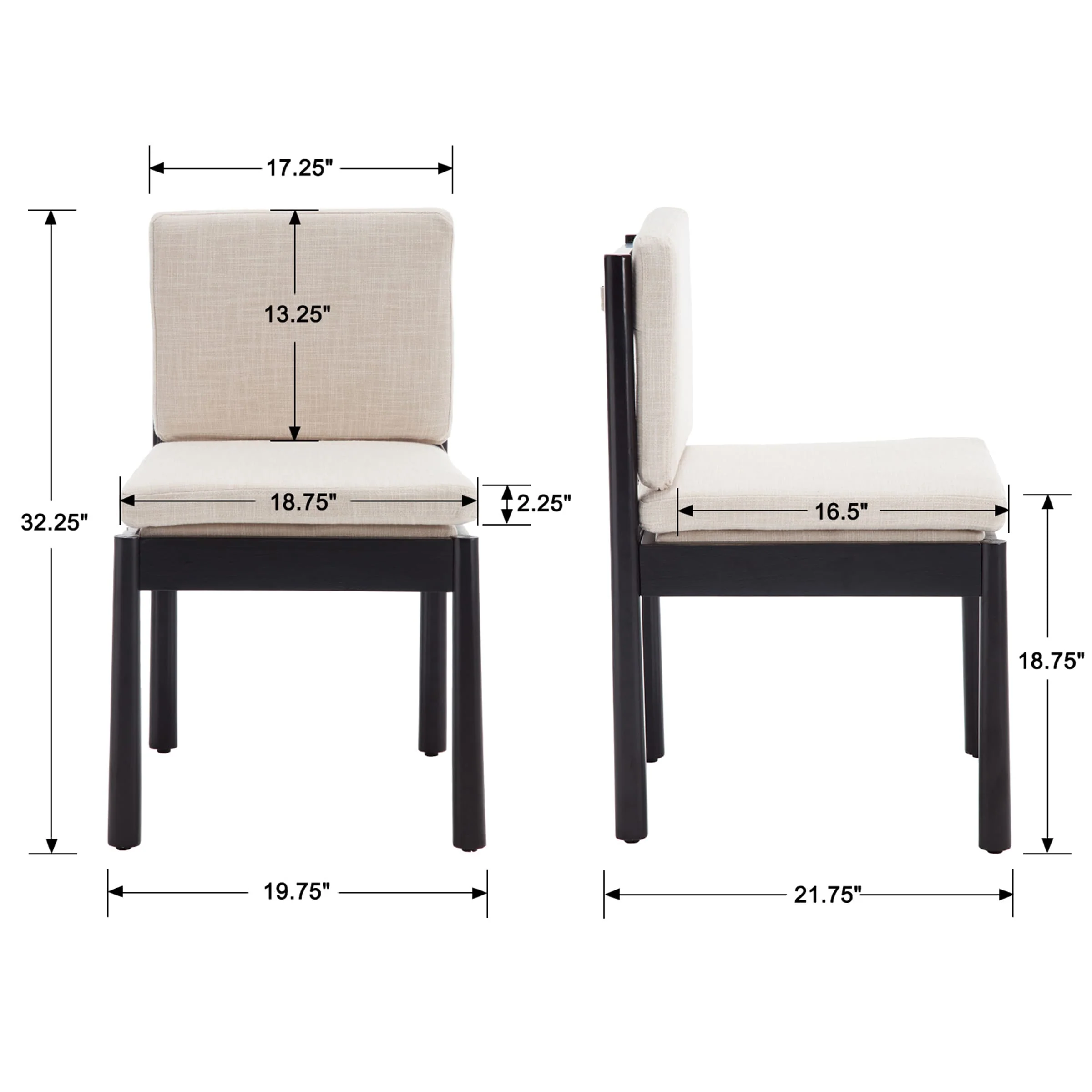 Armless Wood Dining Chairs Set of 2 - 1965DC - Image 17