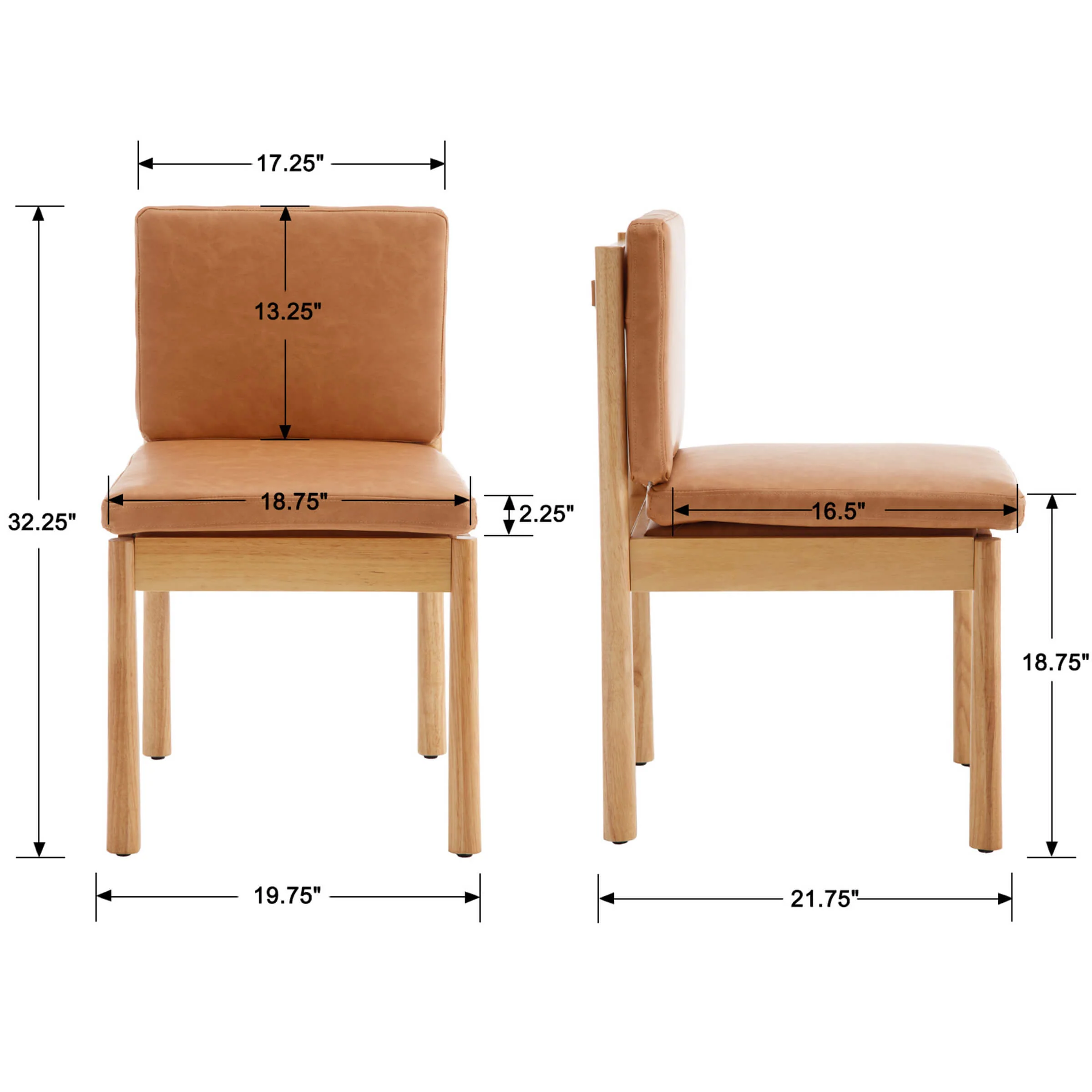Armless Wood Dining Chairs Set of 2 - 1965DC - Image 34