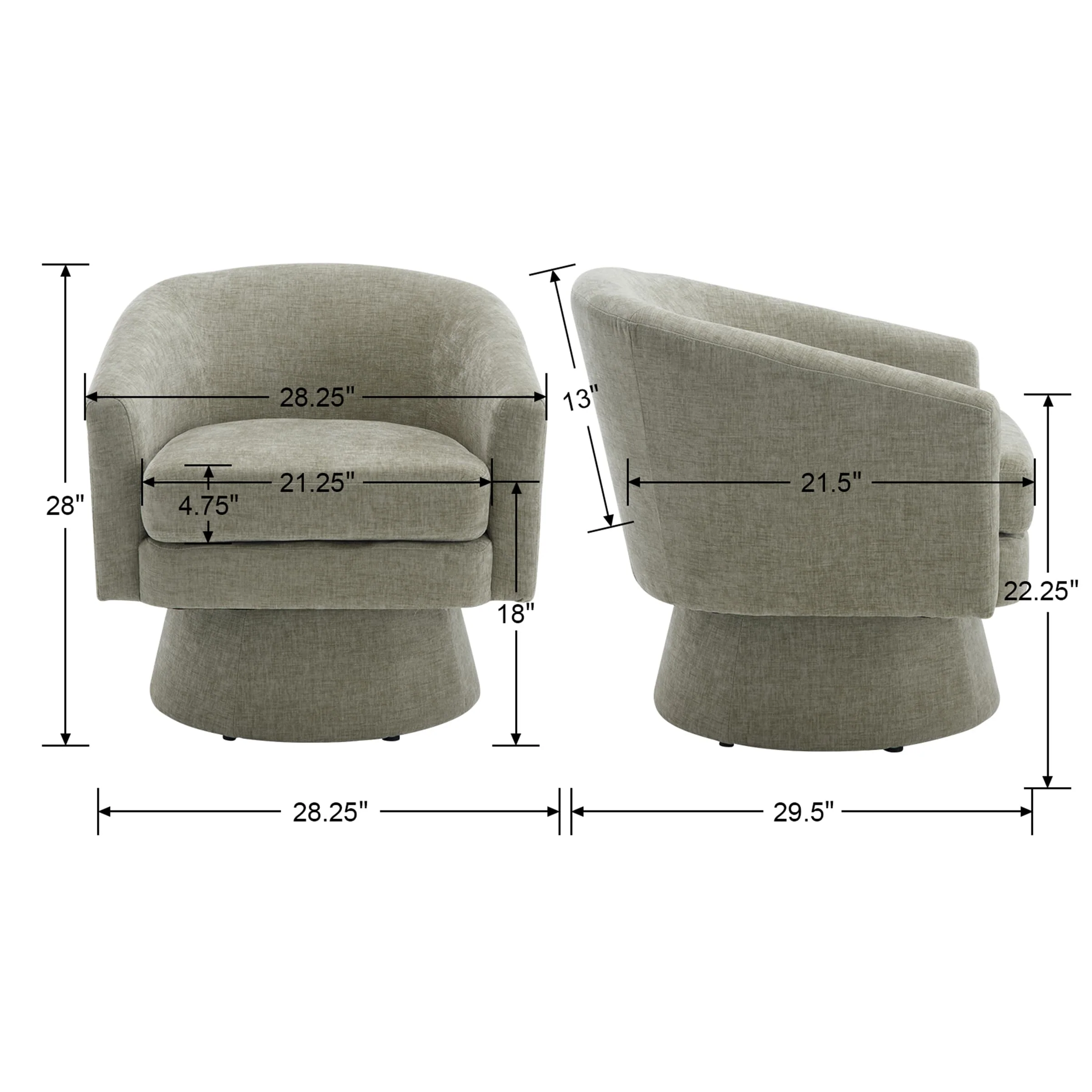 Barrel Swivel Accent Chair 1 PCS - 3057AC - Image 7