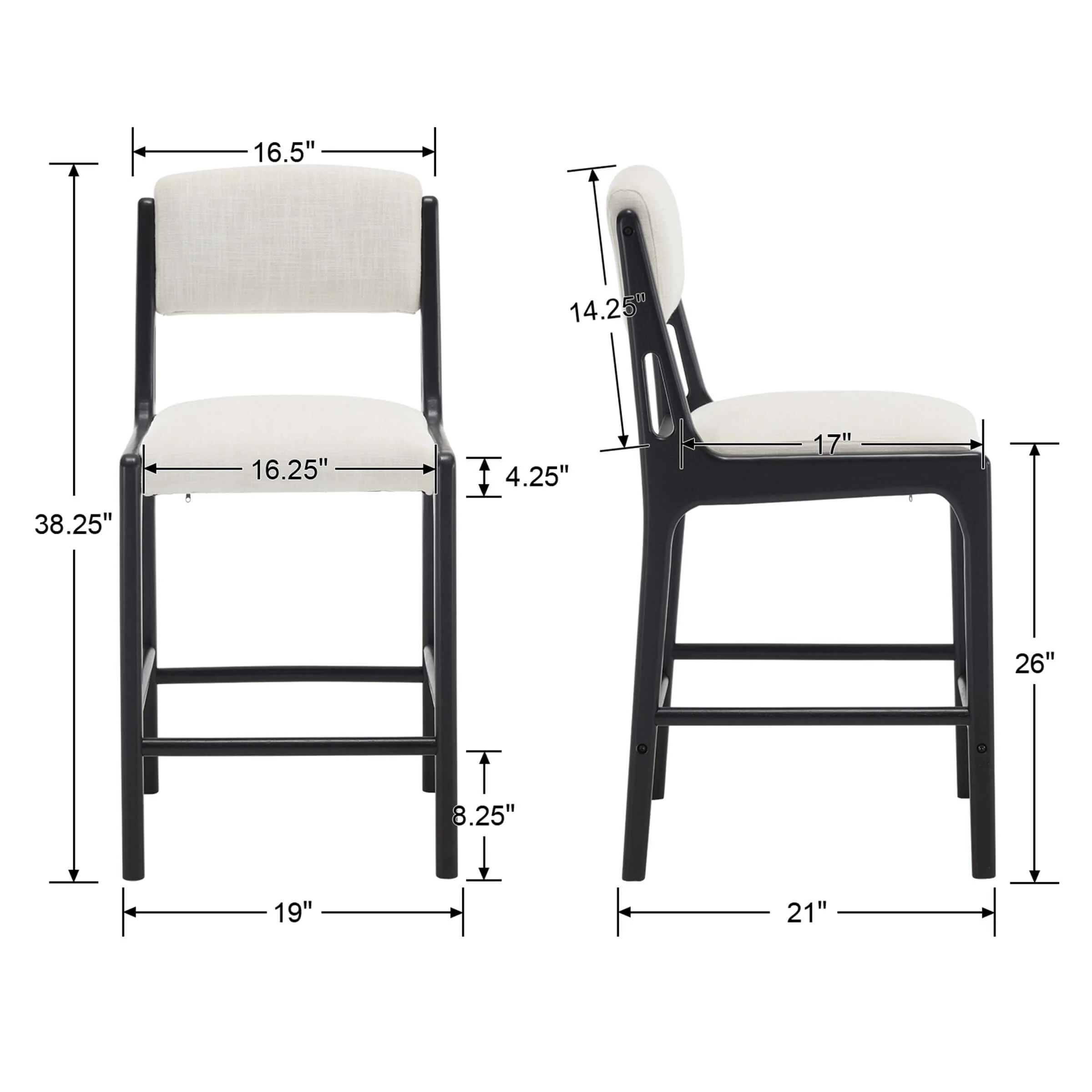 Beige Linen Bar Stools Set of 2 - 5816CS - Image 7
