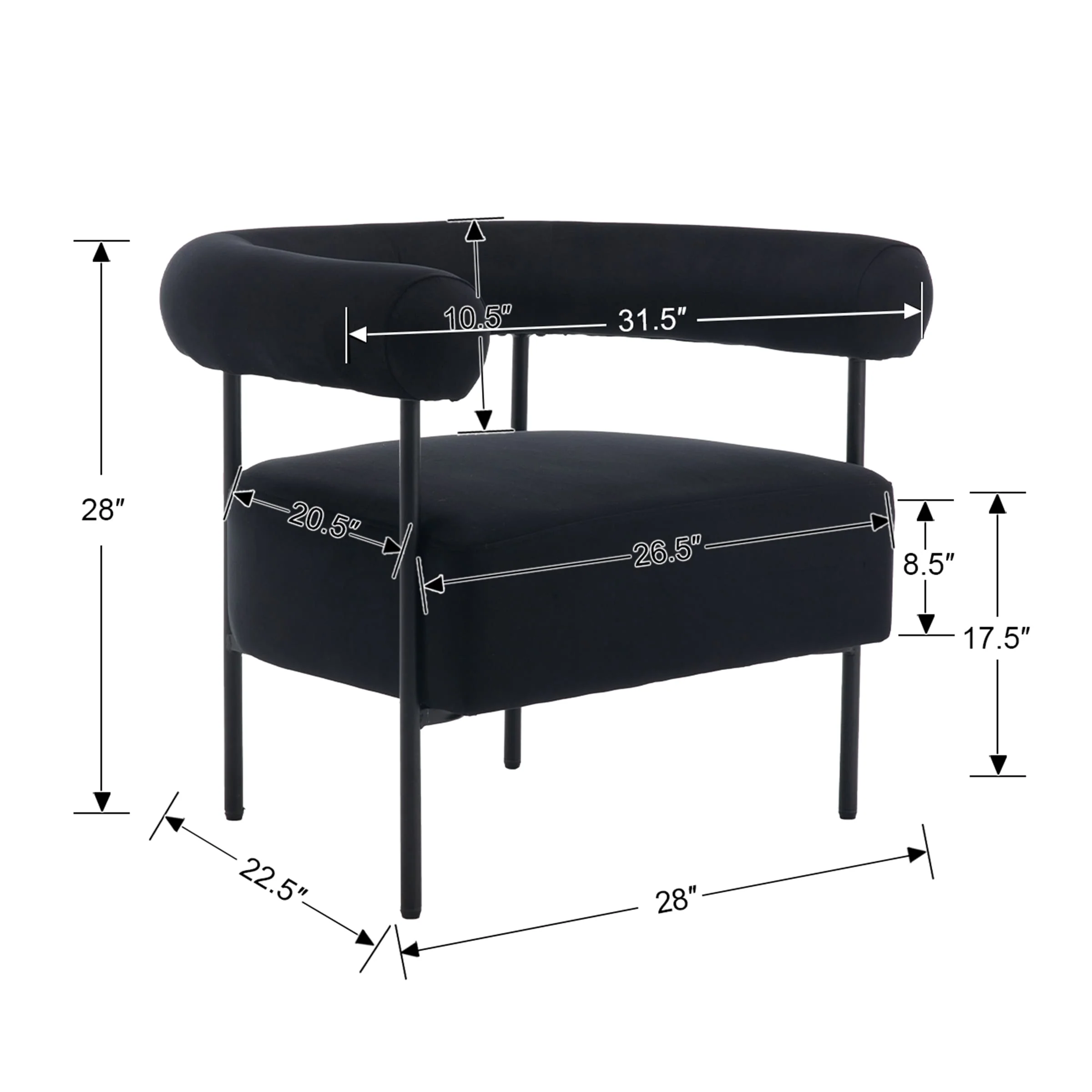 C-shaped Back Accent Chair 1 PCS - 10080AC - Image 9