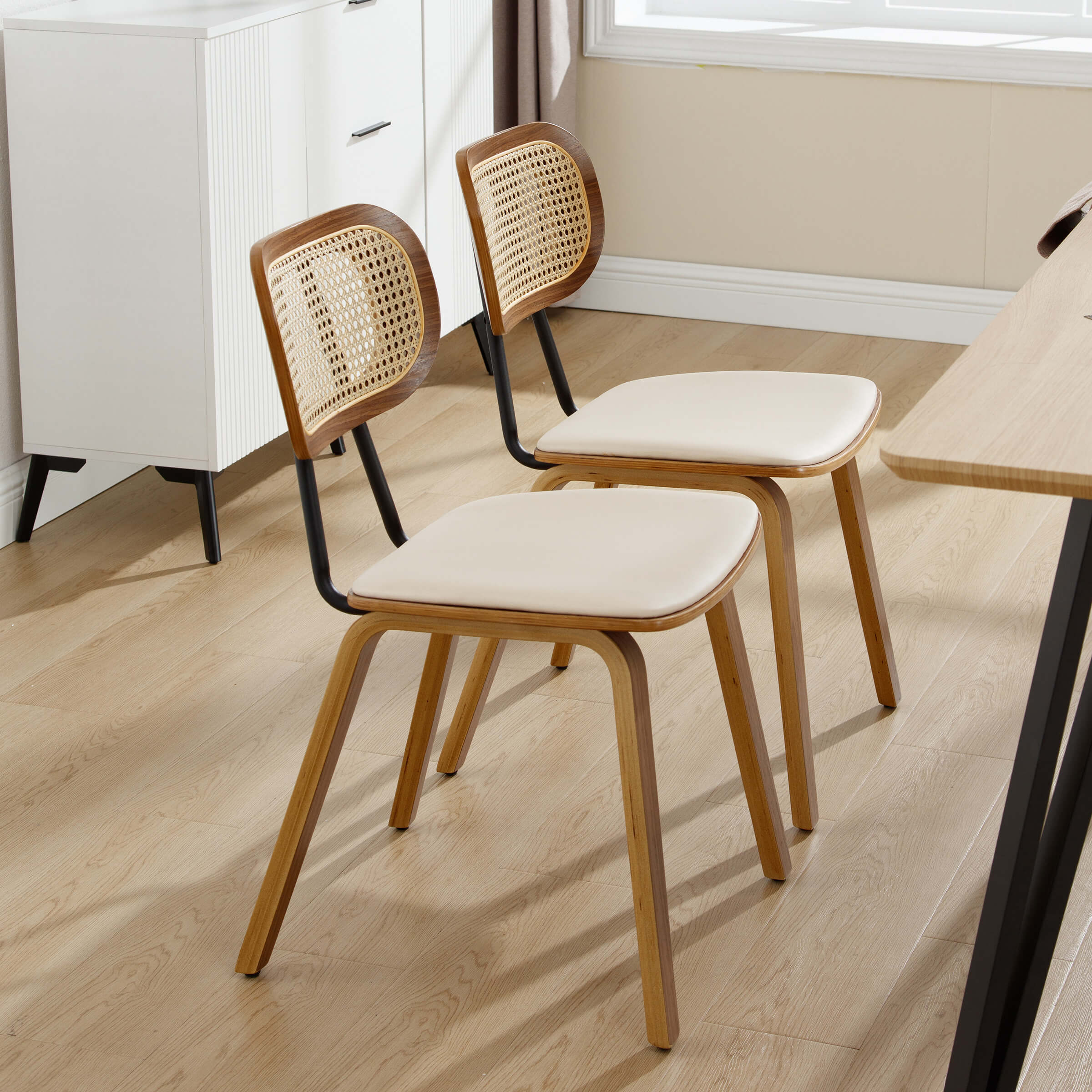 Armless Rattan Back Dining Chairs Set of 2 - 6692DC - Image 3
