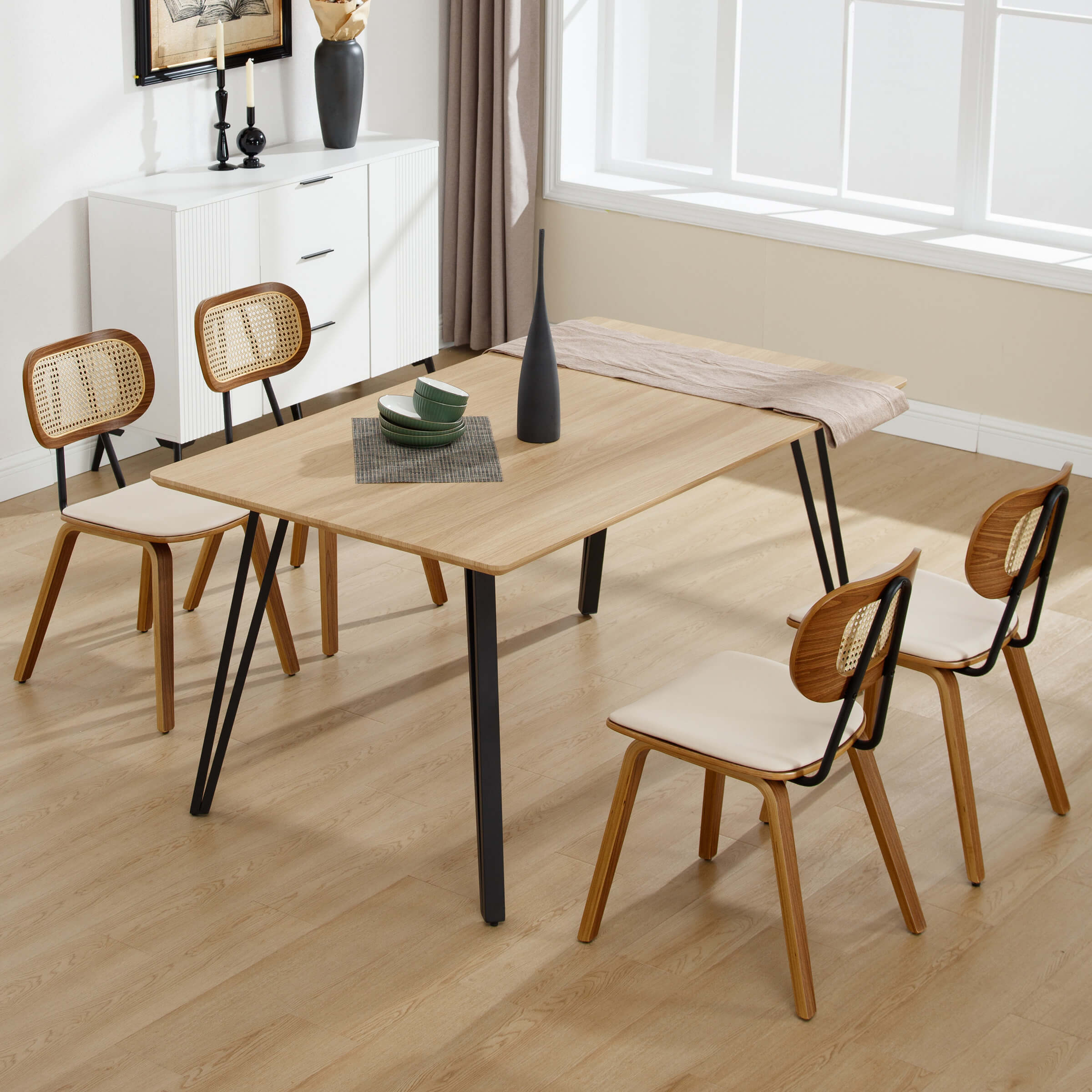 Armless Rattan Back Dining Chairs Set of 2 - 6692DC - Image 4