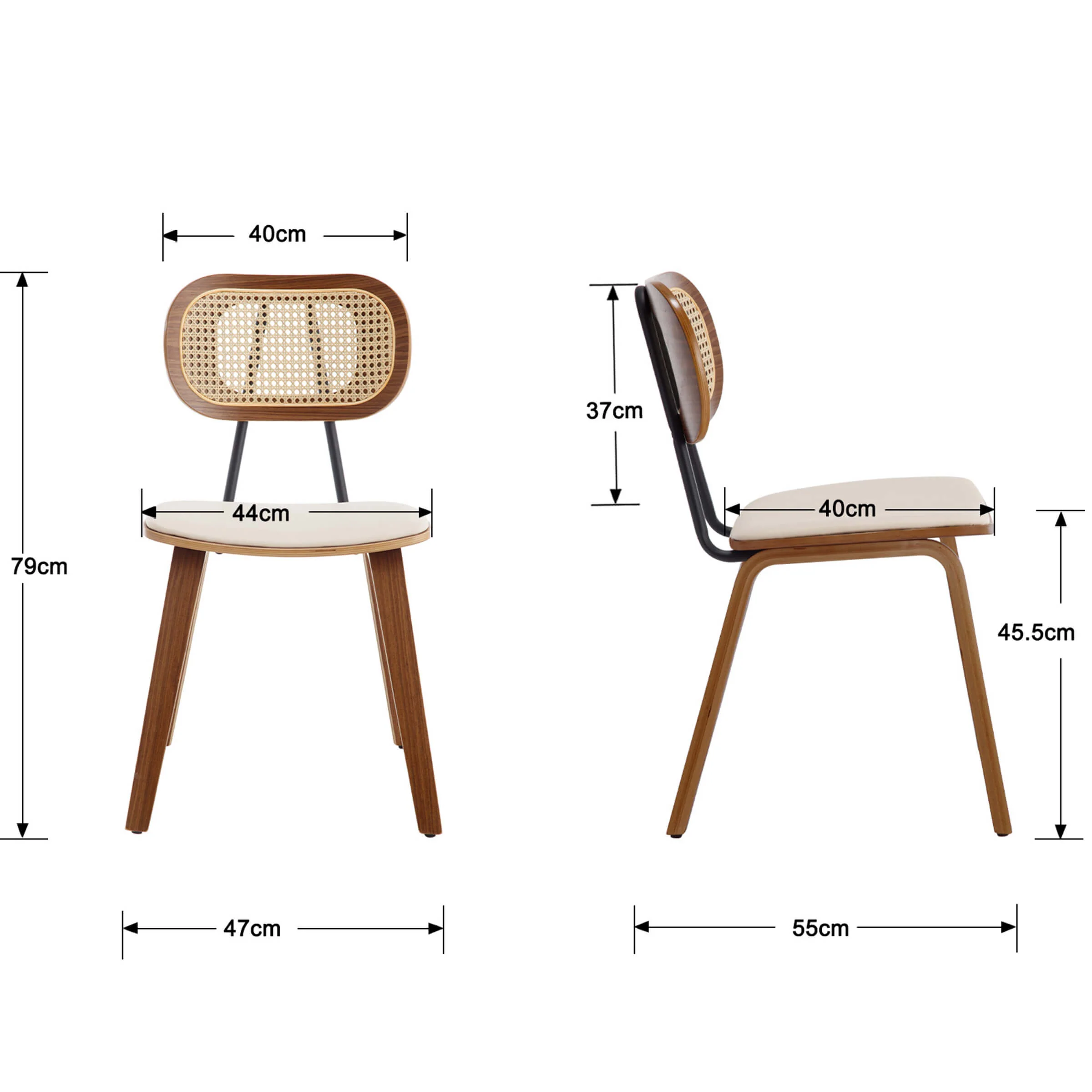 Armless Rattan Back Dining Chairs Set of 2 - 6692DC - Image 7