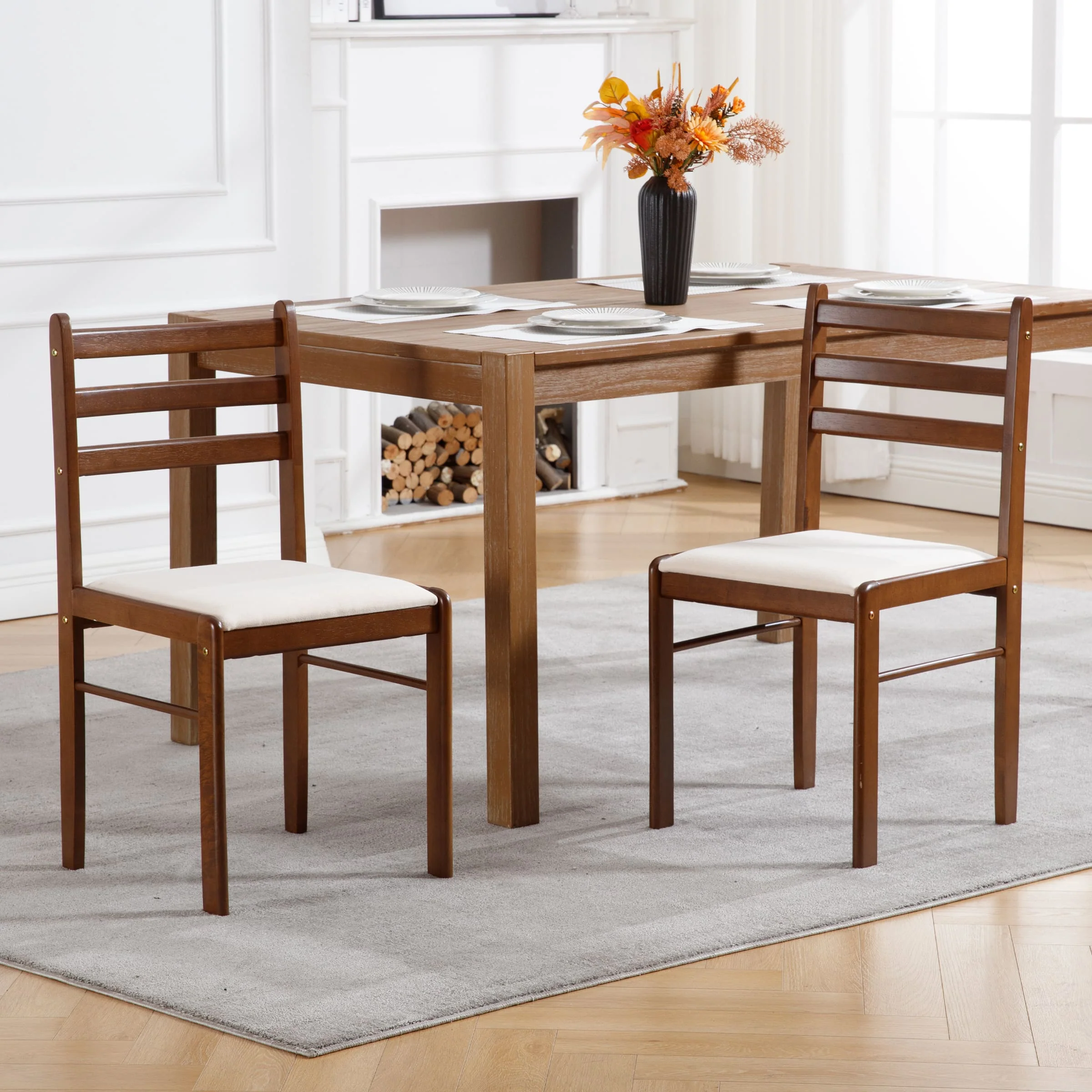 Farmhouse Armless Wooden Dining Chairs Set of 2 - 4112DC - Image 7