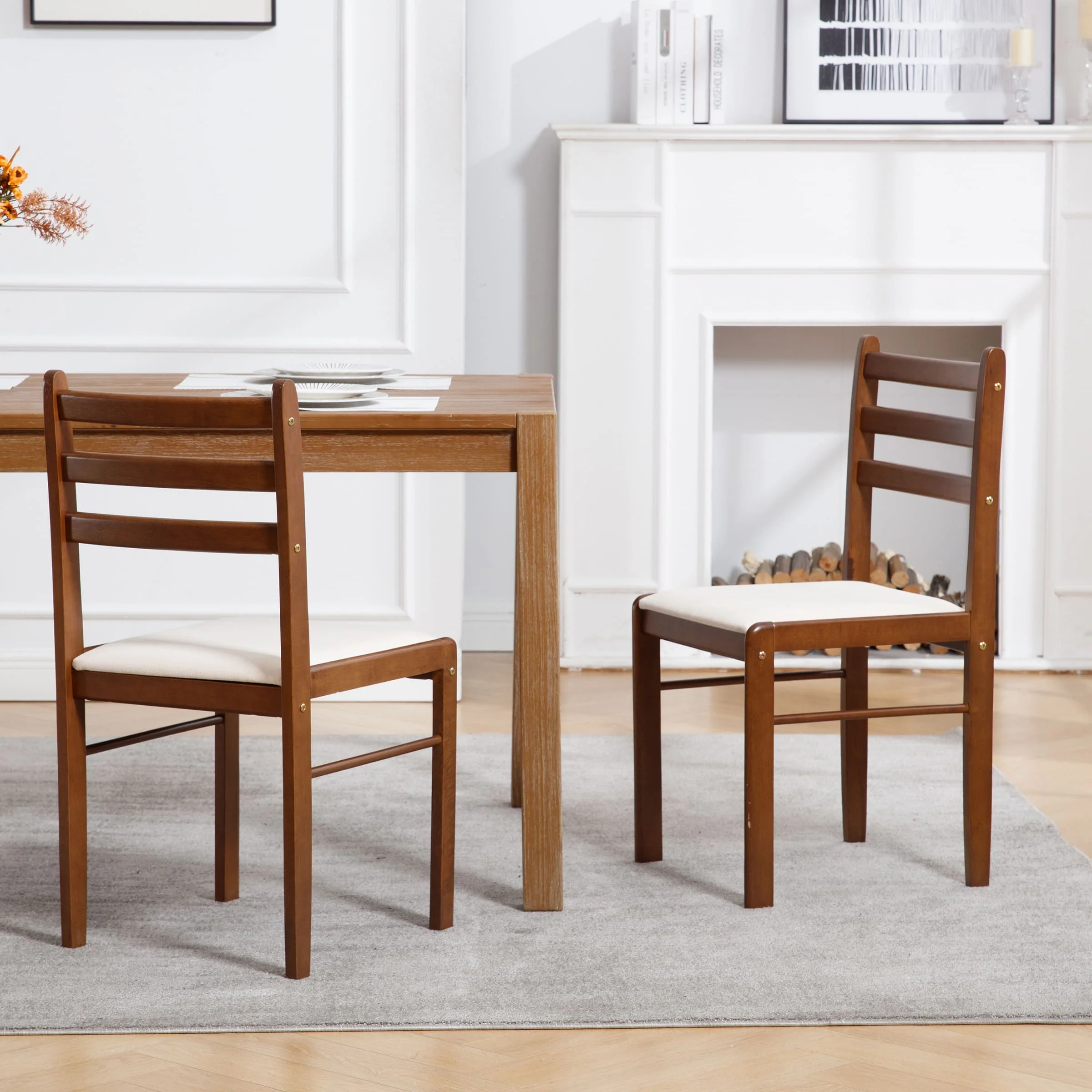 Farmhouse Armless Wooden Dining Chairs Set of 2 - 4112DC - Image 8