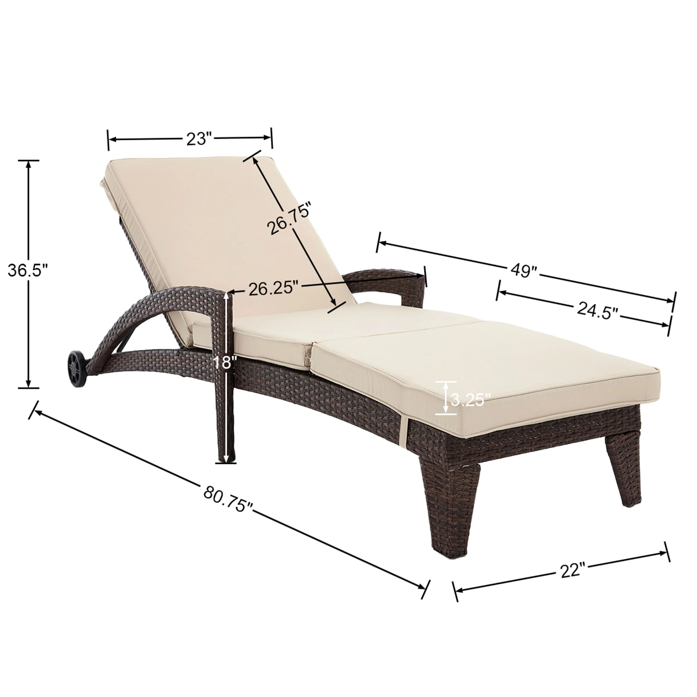 Lounge Outdoor Chairs with Wheels Set of 2 - 2401RO - Image 15