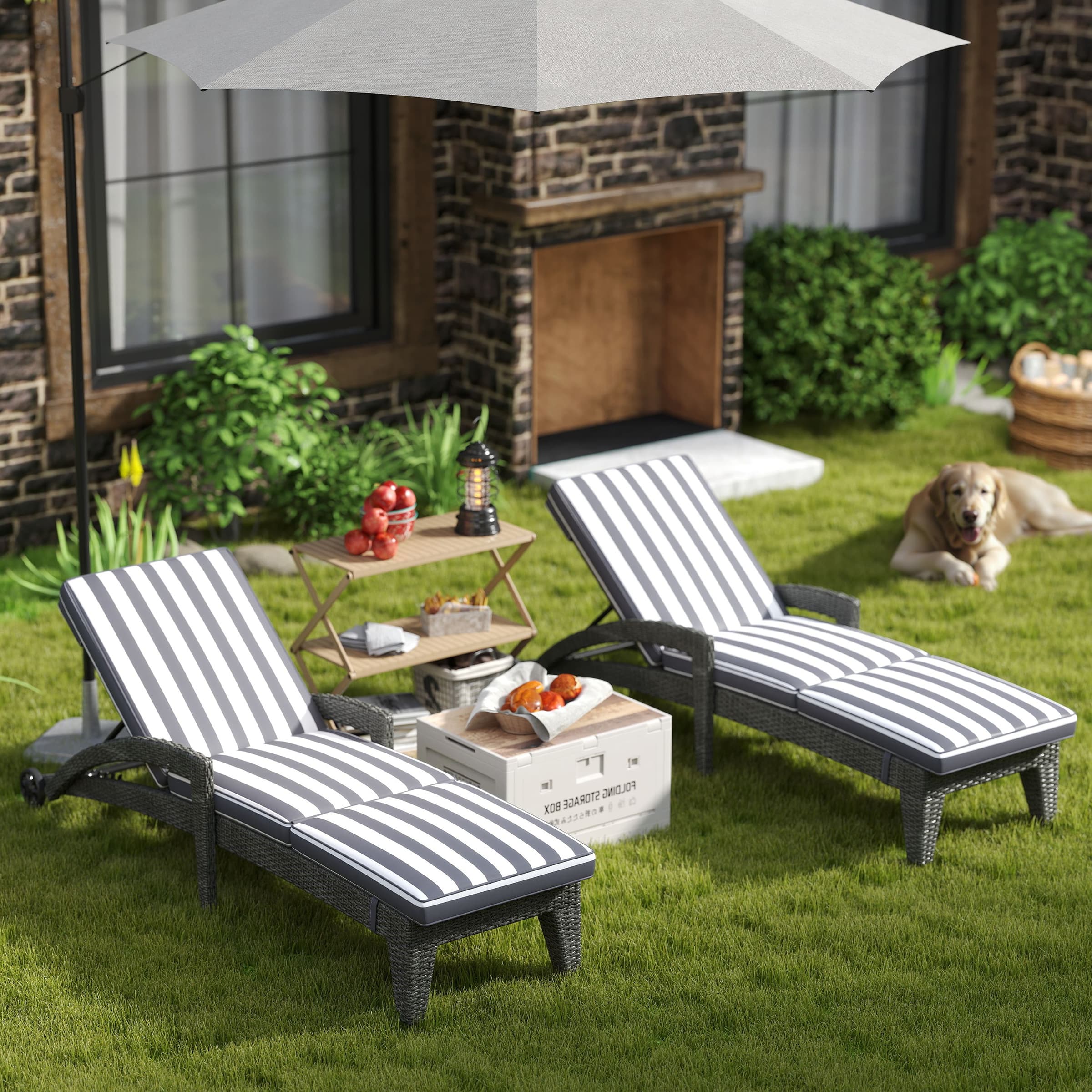 Lounge Outdoor Chairs with Wheels Set of 2 - 2401RO - Image 16