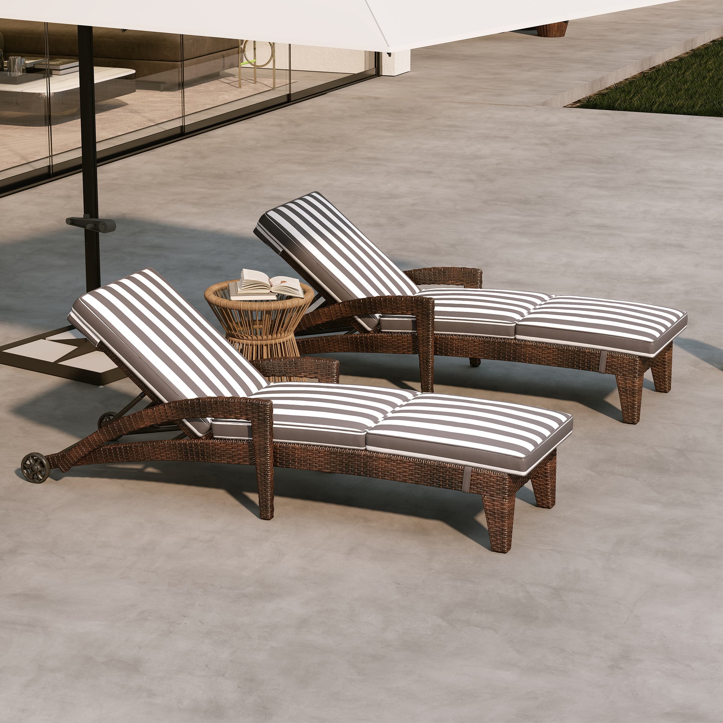 Lounge Outdoor Chairs with Wheels Set of 2 - 2401RO - Image 19