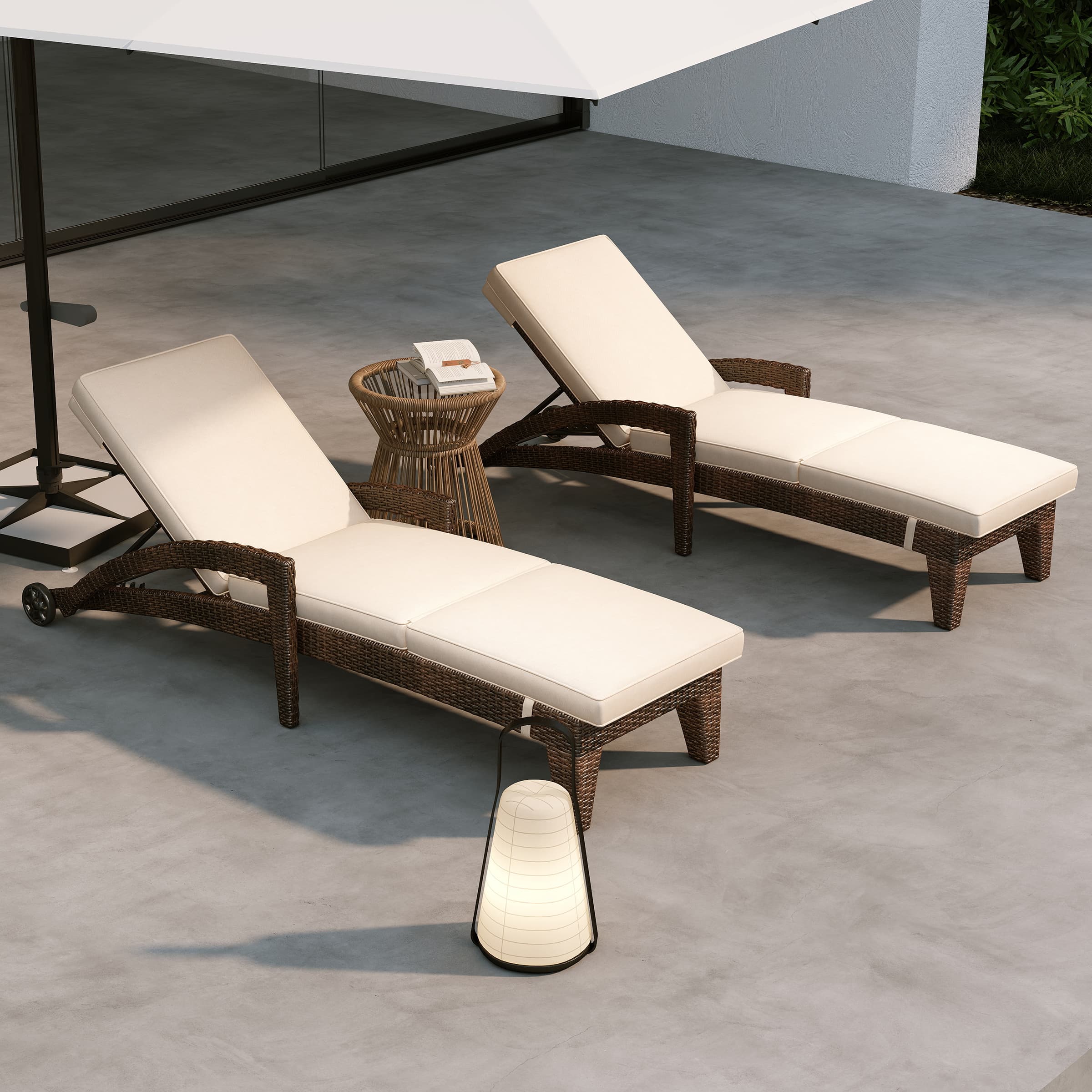Lounge Outdoor Chairs with Wheels Set of 2 - 2401RO - Image 3