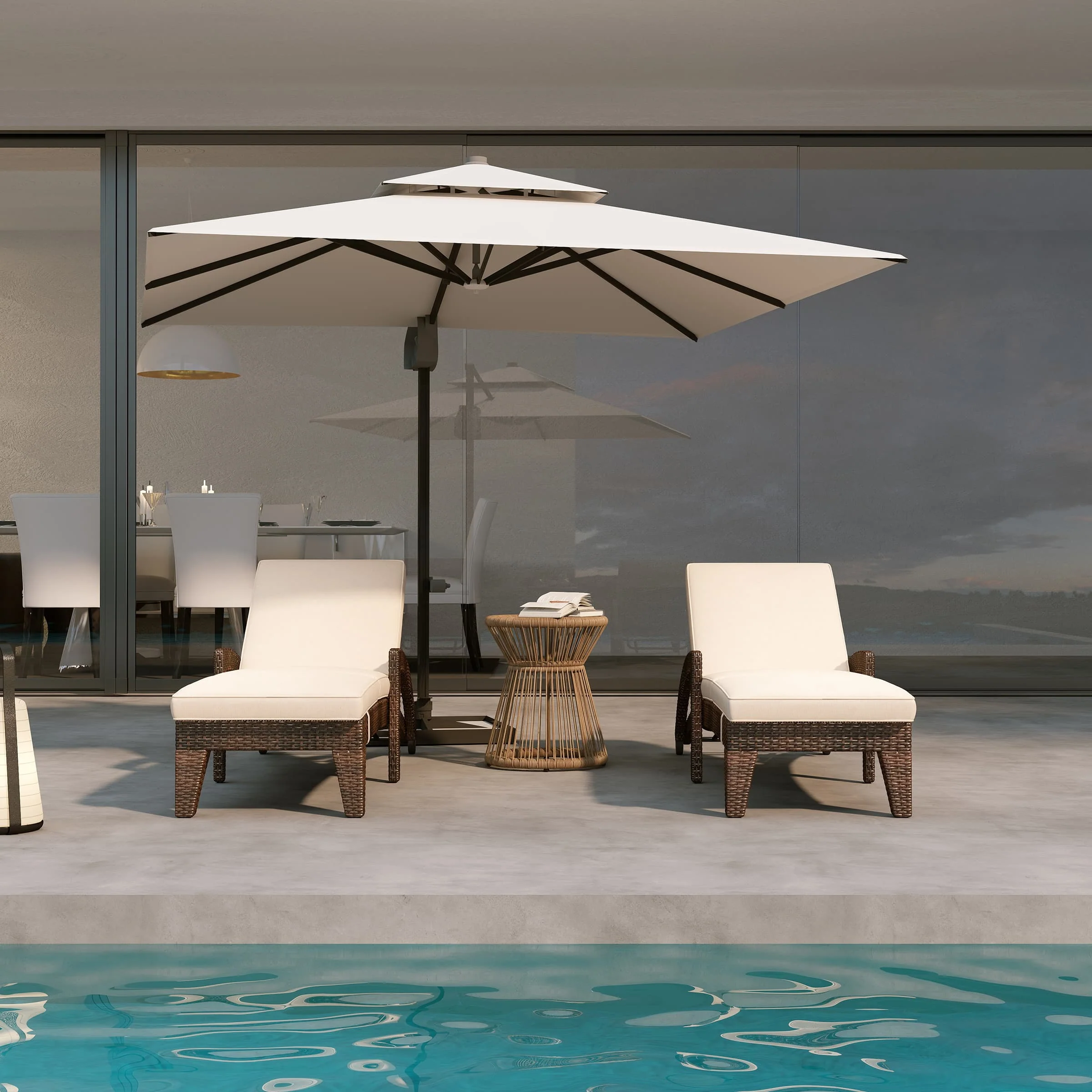 Lounge Outdoor Chairs with Wheels Set of 2 - 2401RO - Image 4