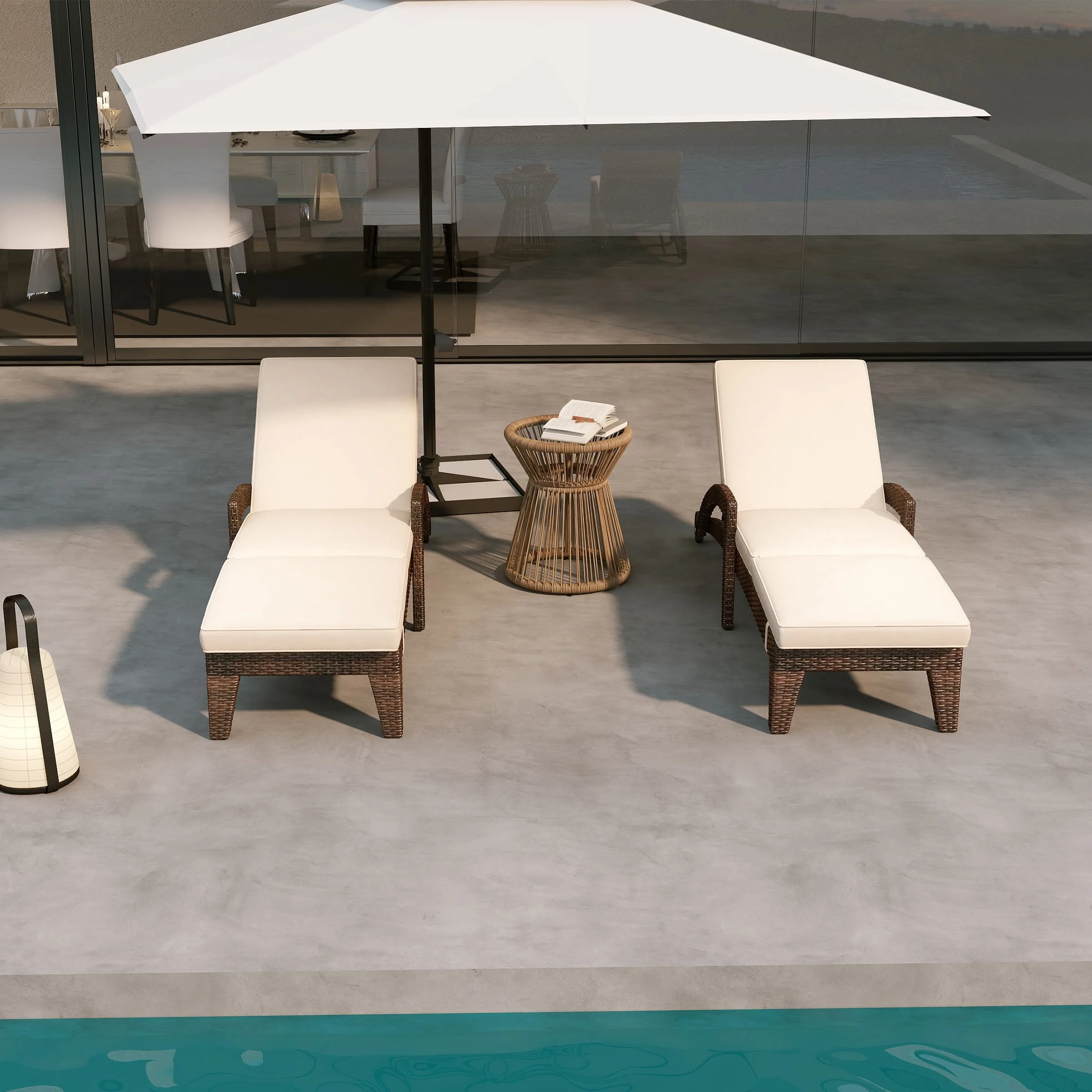 Lounge Outdoor Chairs with Wheels Set of 2 - 2401RO - Image 5
