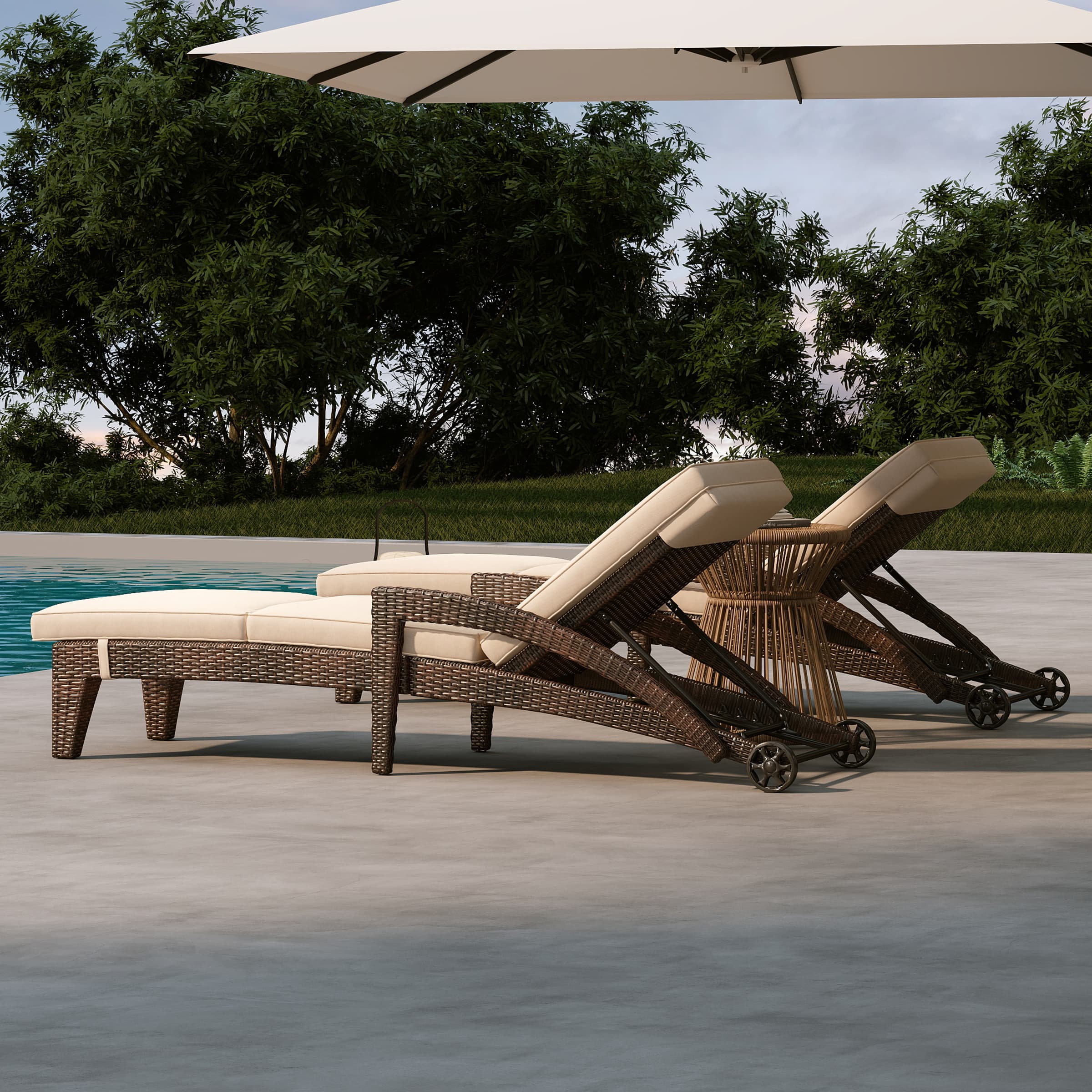 Lounge Outdoor Chairs with Wheels Set of 2 - 2401RO - Image 6