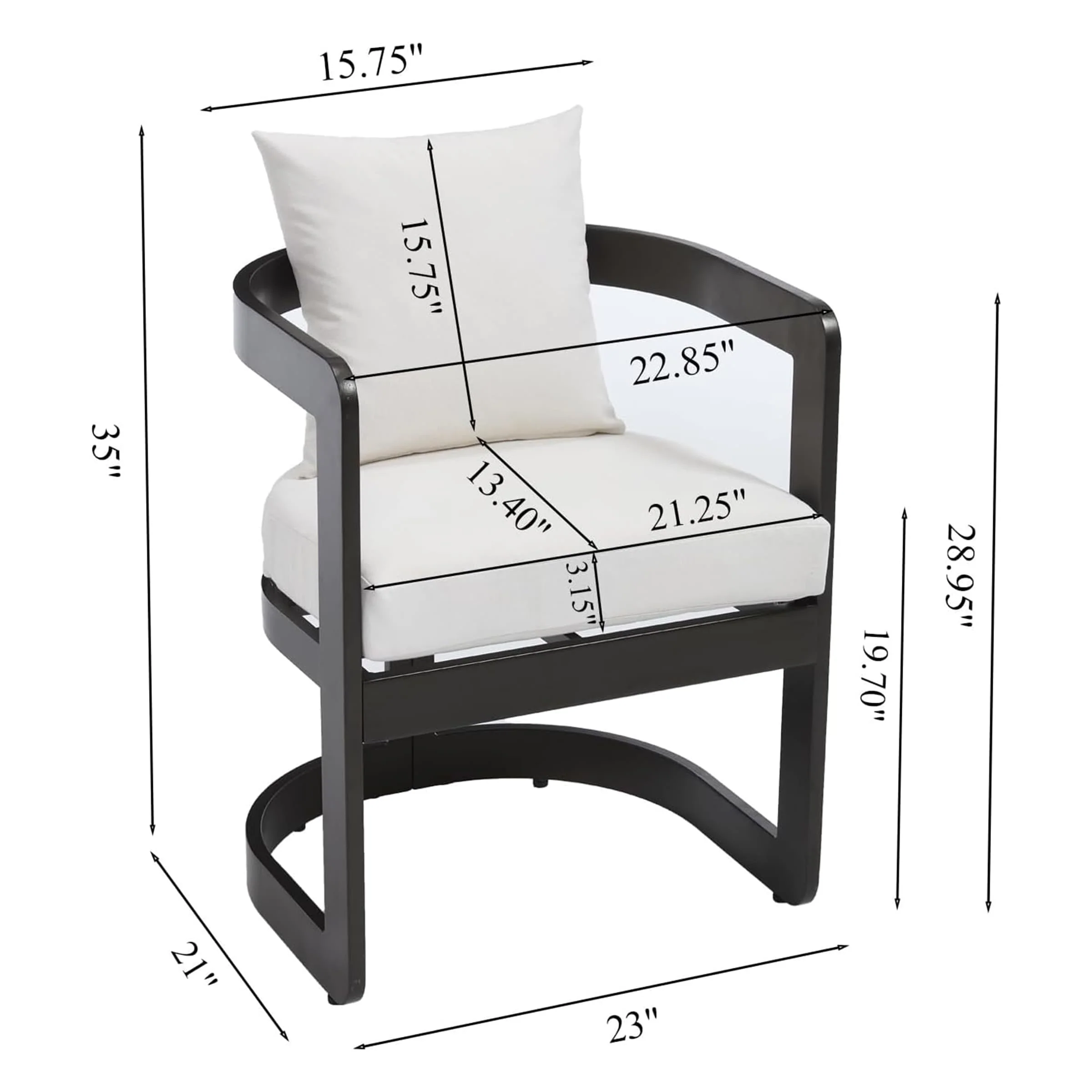 Metal Frame Outdoor Chairs Set of 2 - 2063DC - Image 8