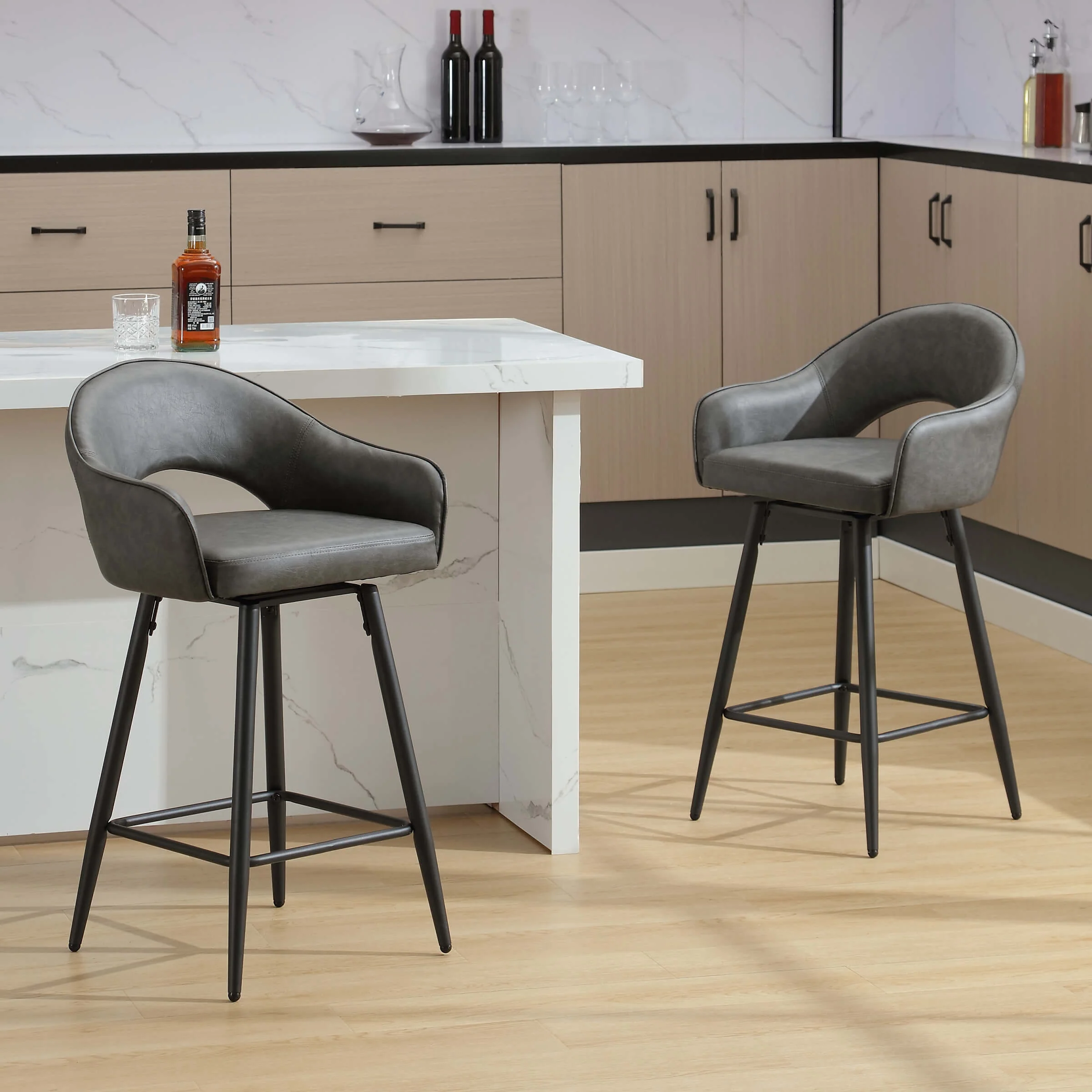 27"H Swivel Upholstered Counter Stools Set of 2 - 2310CS - Image 16