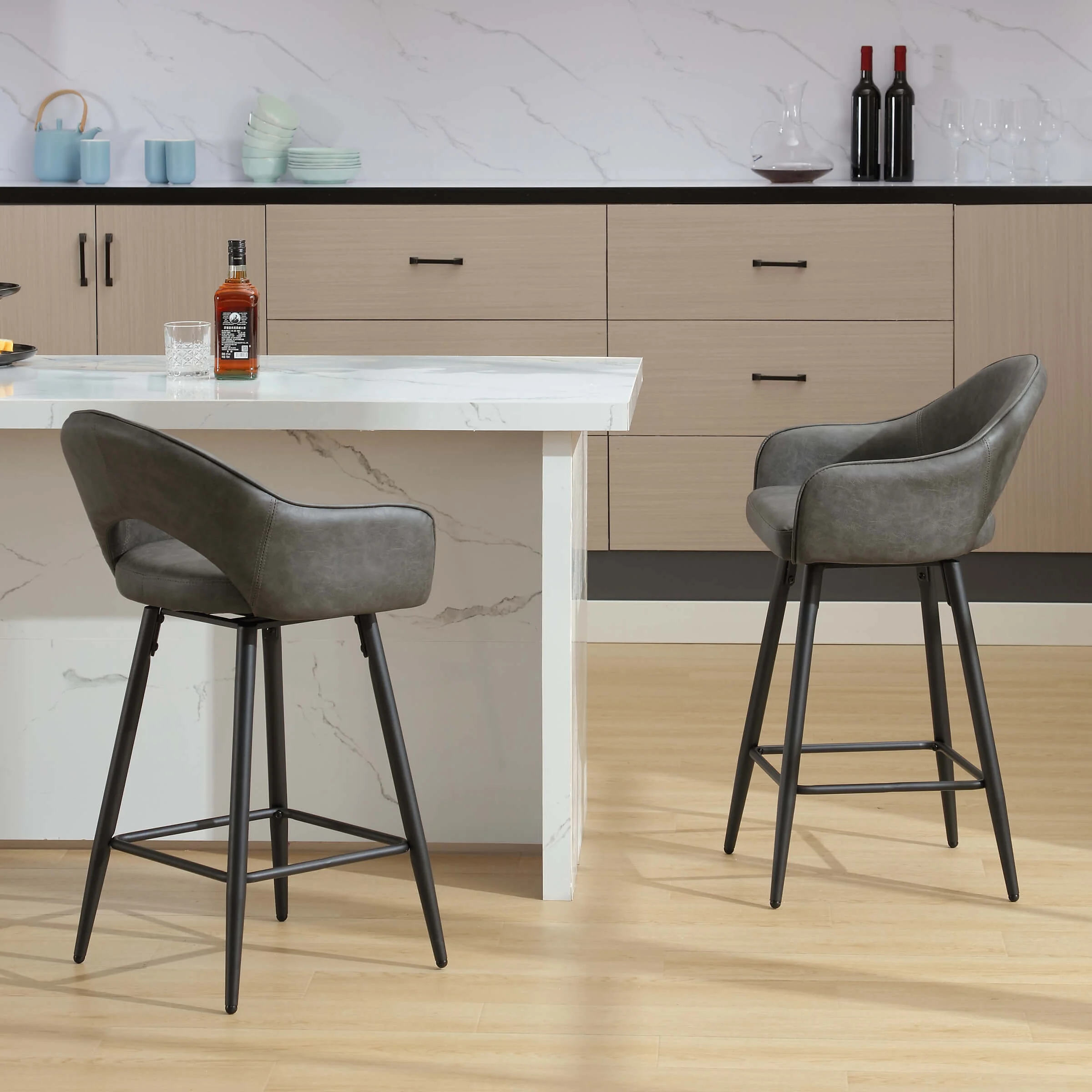 27"H Swivel Upholstered Counter Stools Set of 2 - 2310CS - Image 17