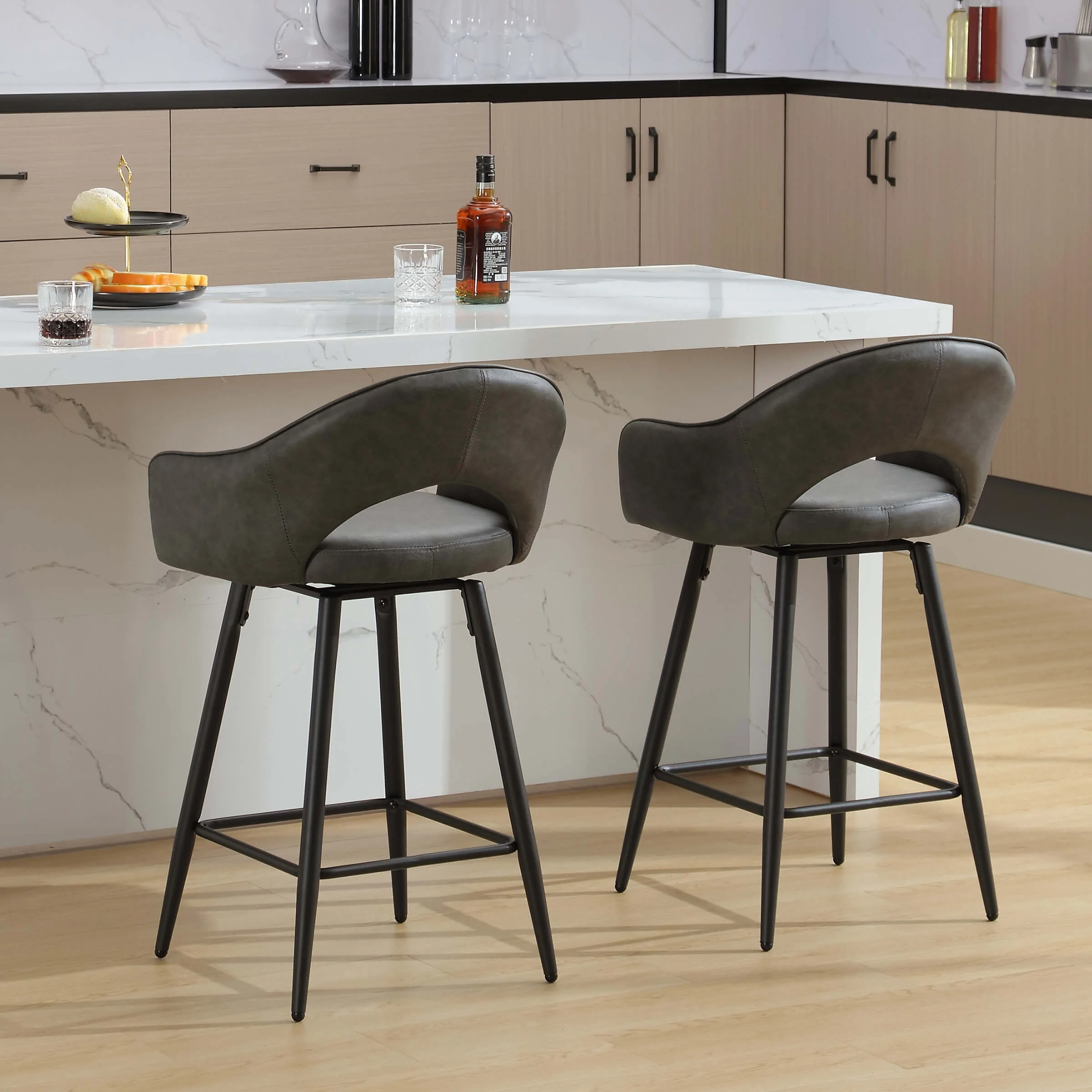 27"H Swivel Upholstered Counter Stools Set of 2 - 2310CS - Image 18