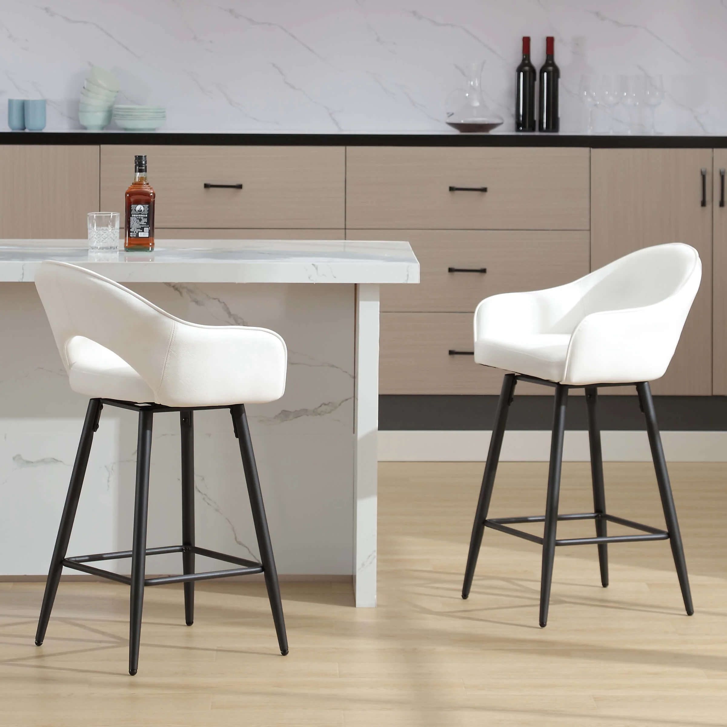 27"H Swivel Upholstered Counter Stools Set of 2 - 2310CS - Image 2