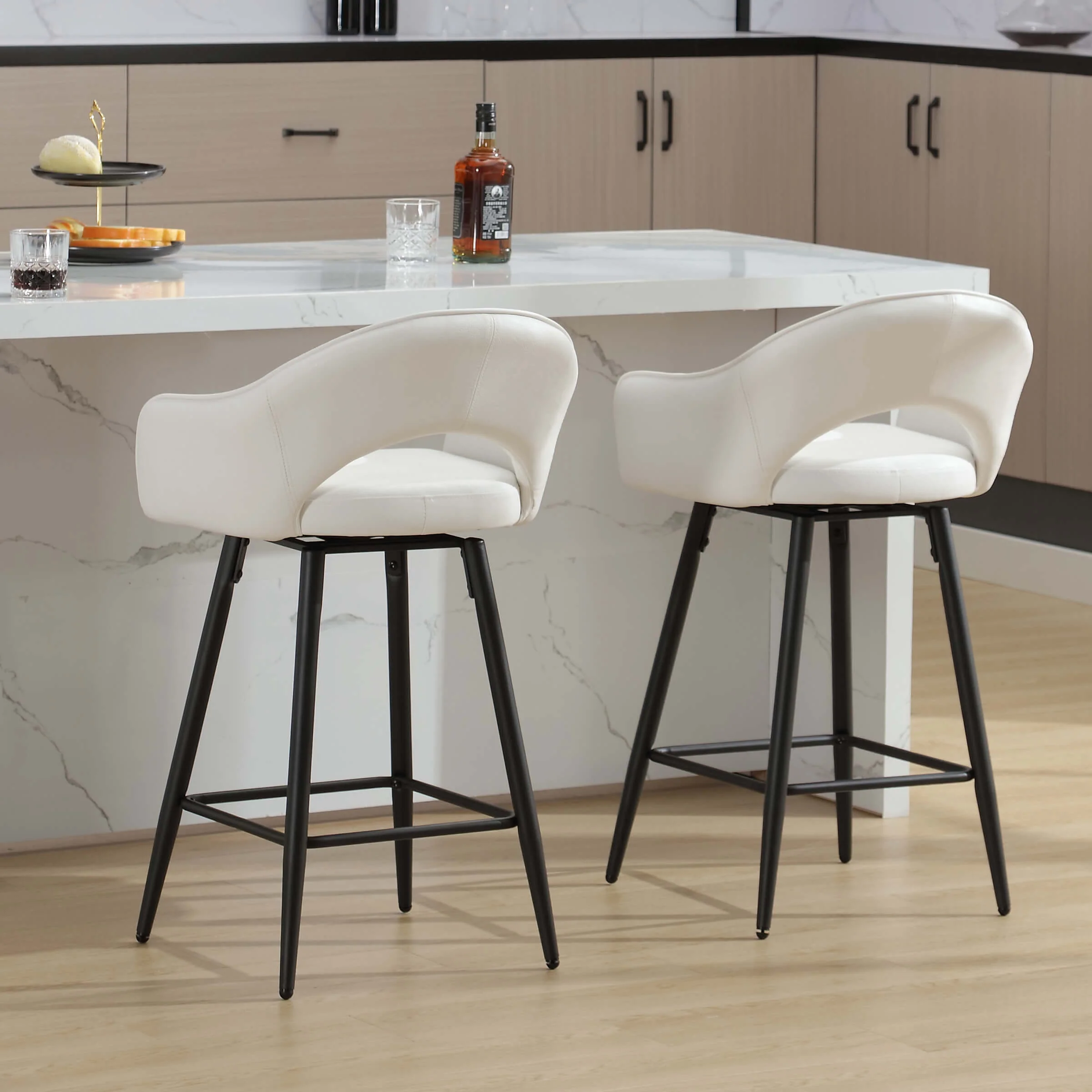 27"H Swivel Upholstered Counter Stools Set of 2 - 2310CS - Image 3