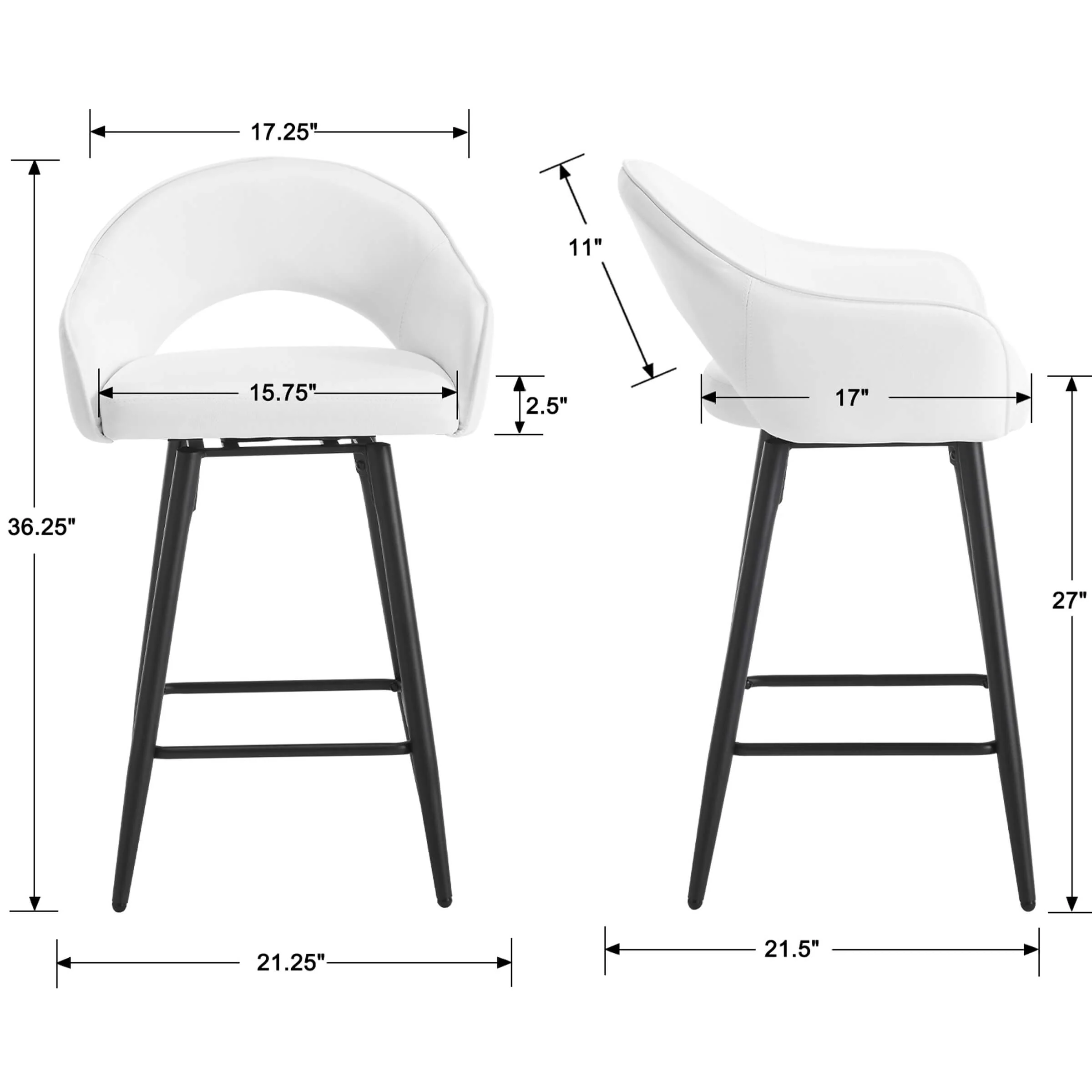27"H Swivel Upholstered Counter Stools Set of 2 - 2310CS - Image 8
