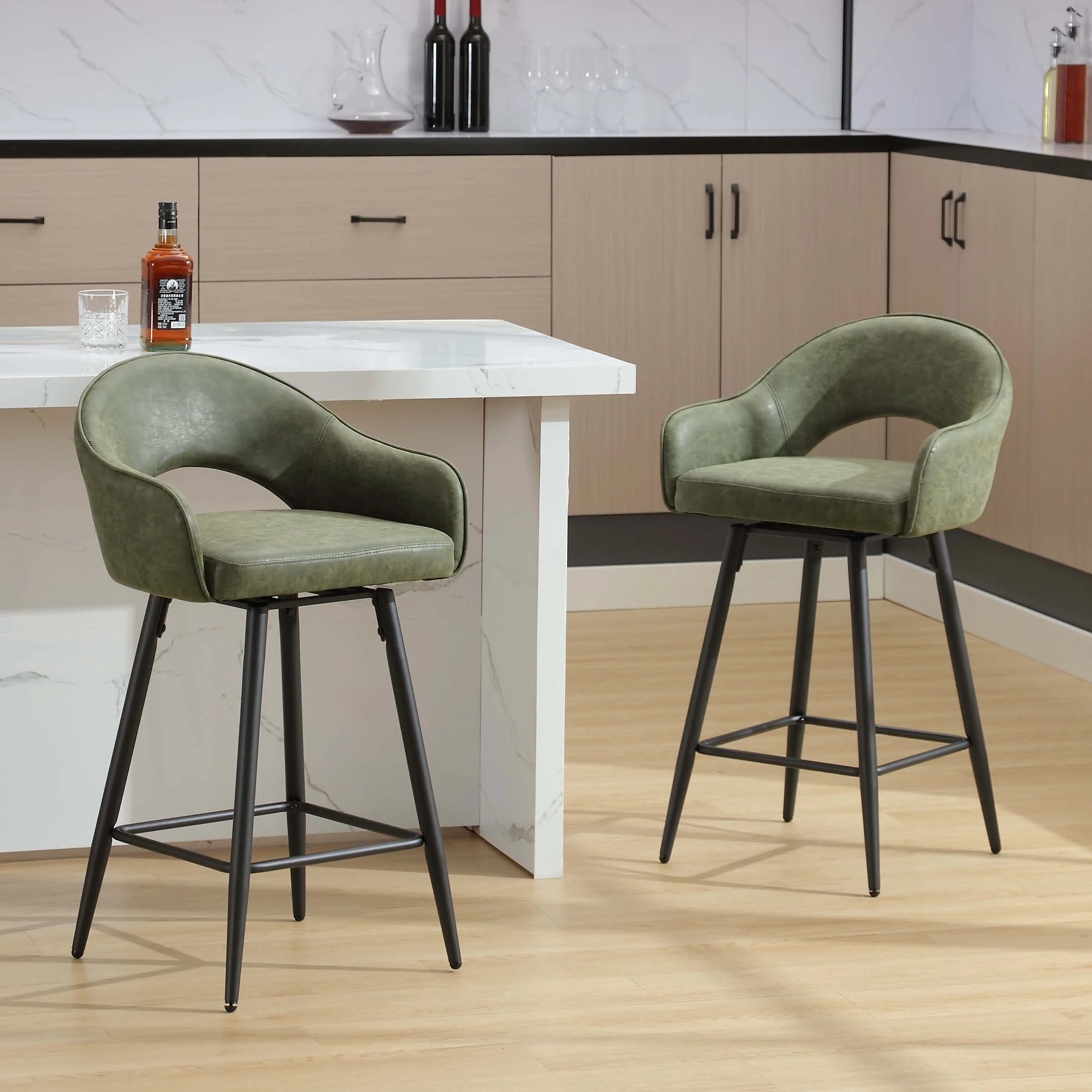 27"H Swivel Upholstered Counter Stools Set of 2 - 2310CS - Image 9