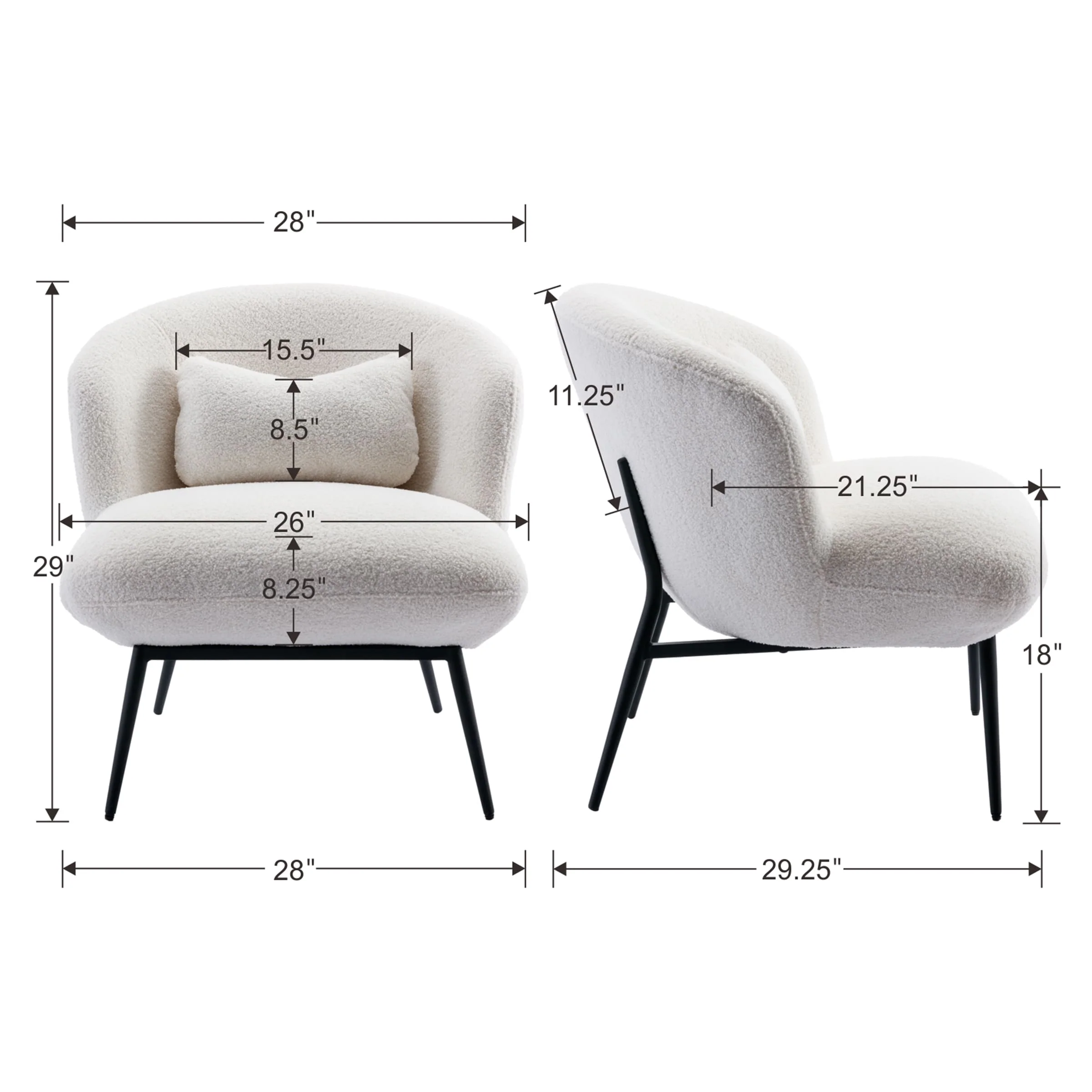 Modern Accent Chair with Lumbar Pillow 1 PCS -19040AC - Image 16