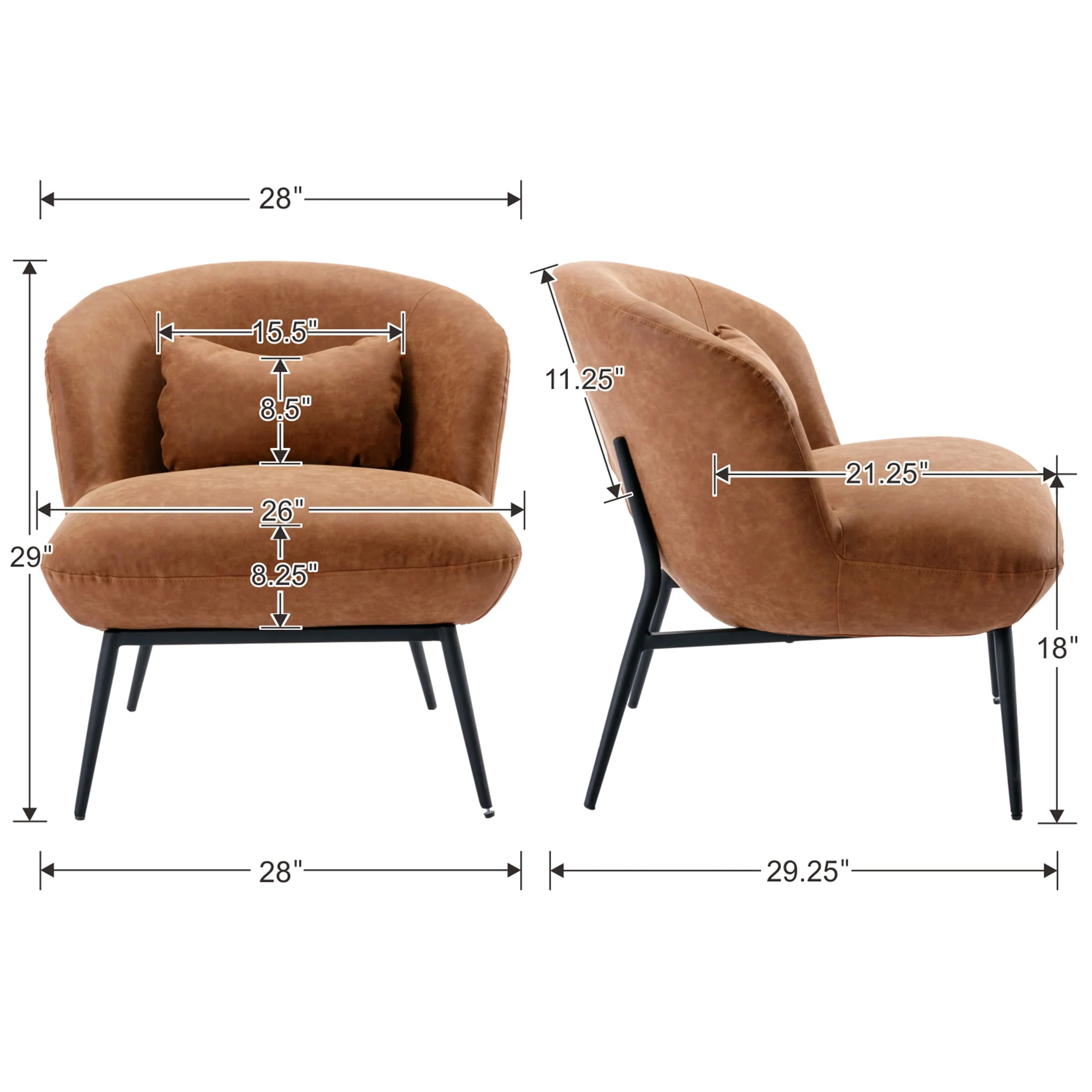 Modern Accent Chair with Lumbar Pillow 1 PCS -19040AC - Image 8