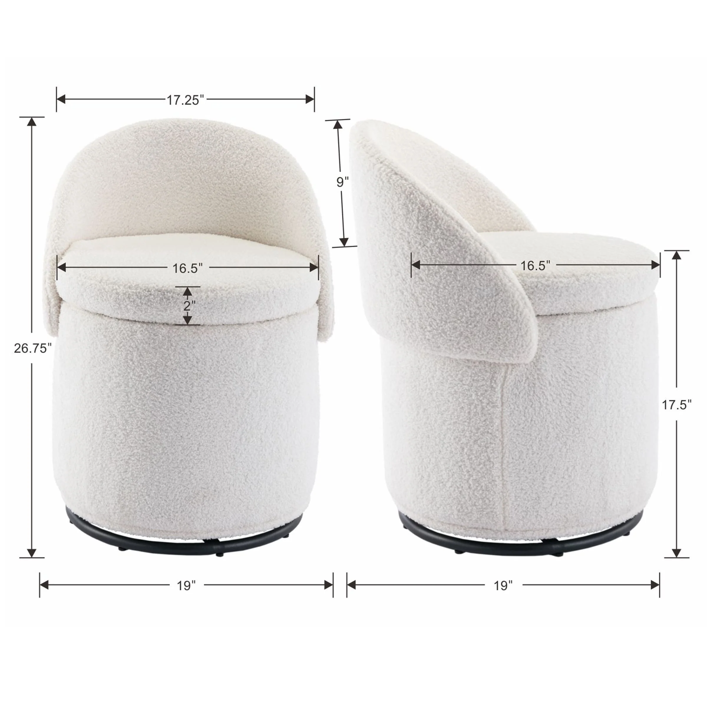 Modern Armless Swivel Storage Ottoman 1 PCS - 2307OT - Image 16