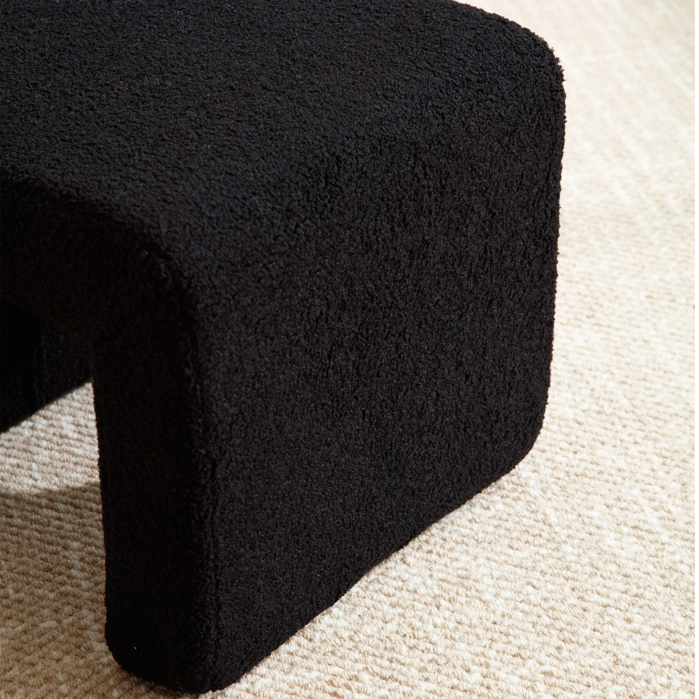 Modern Boucle Bench White Sherpa Ottoman Bench Set of 3 - 1819 - Image 8