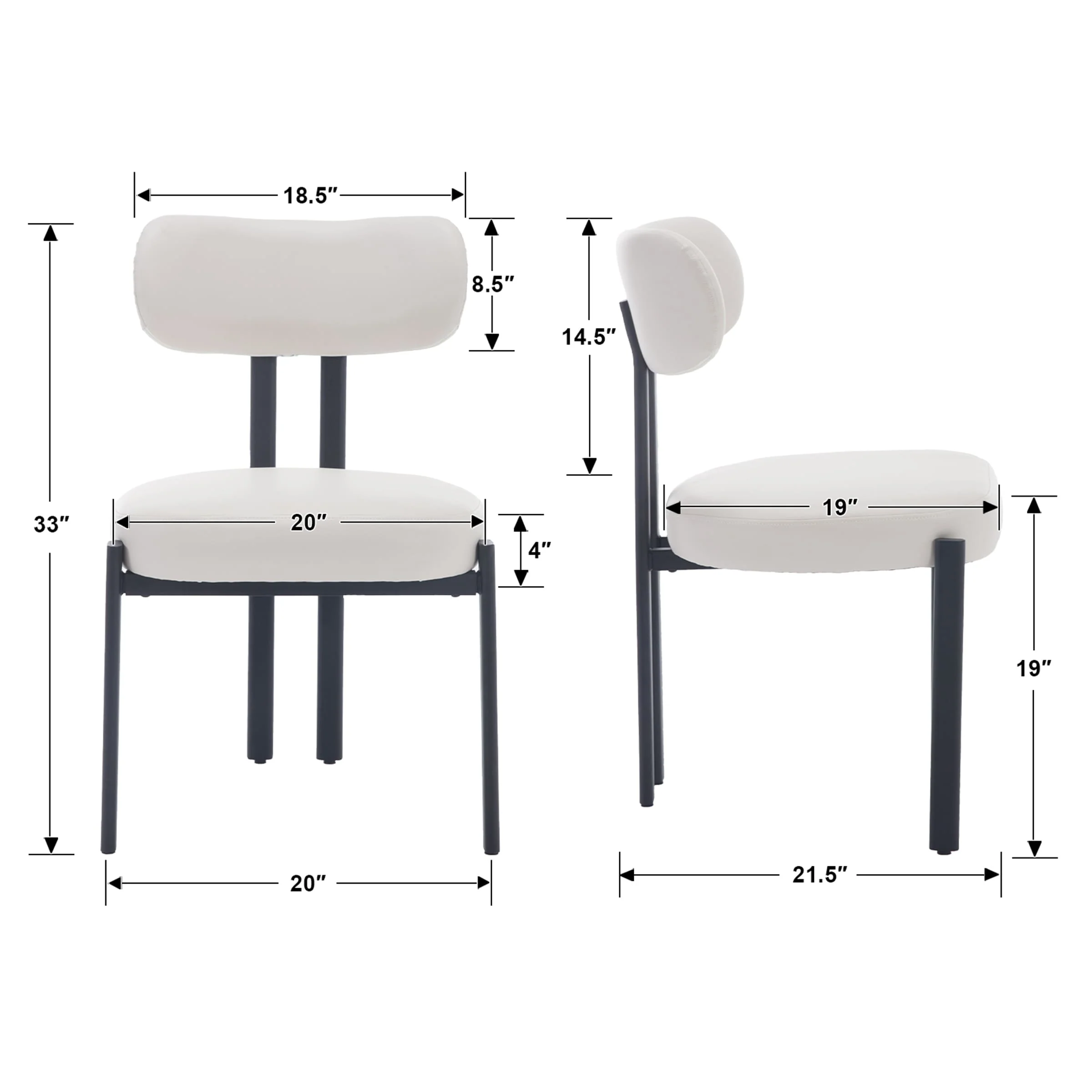 Modern Curved Back Dining Chairs Set of 2 - 3110DC - Image 14