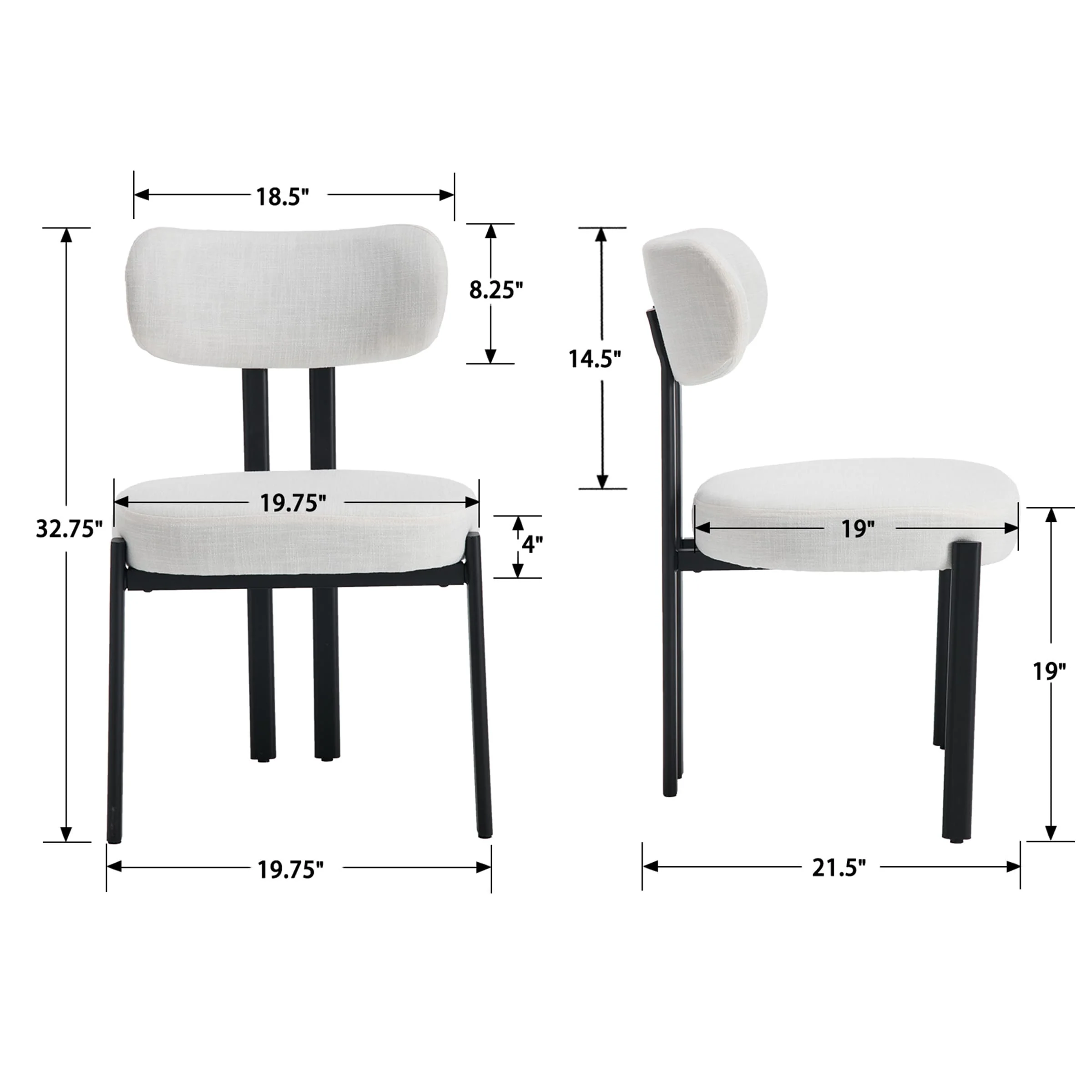 Modern Curved Back Dining Chairs Set of 2 - 3110DC - Image 8