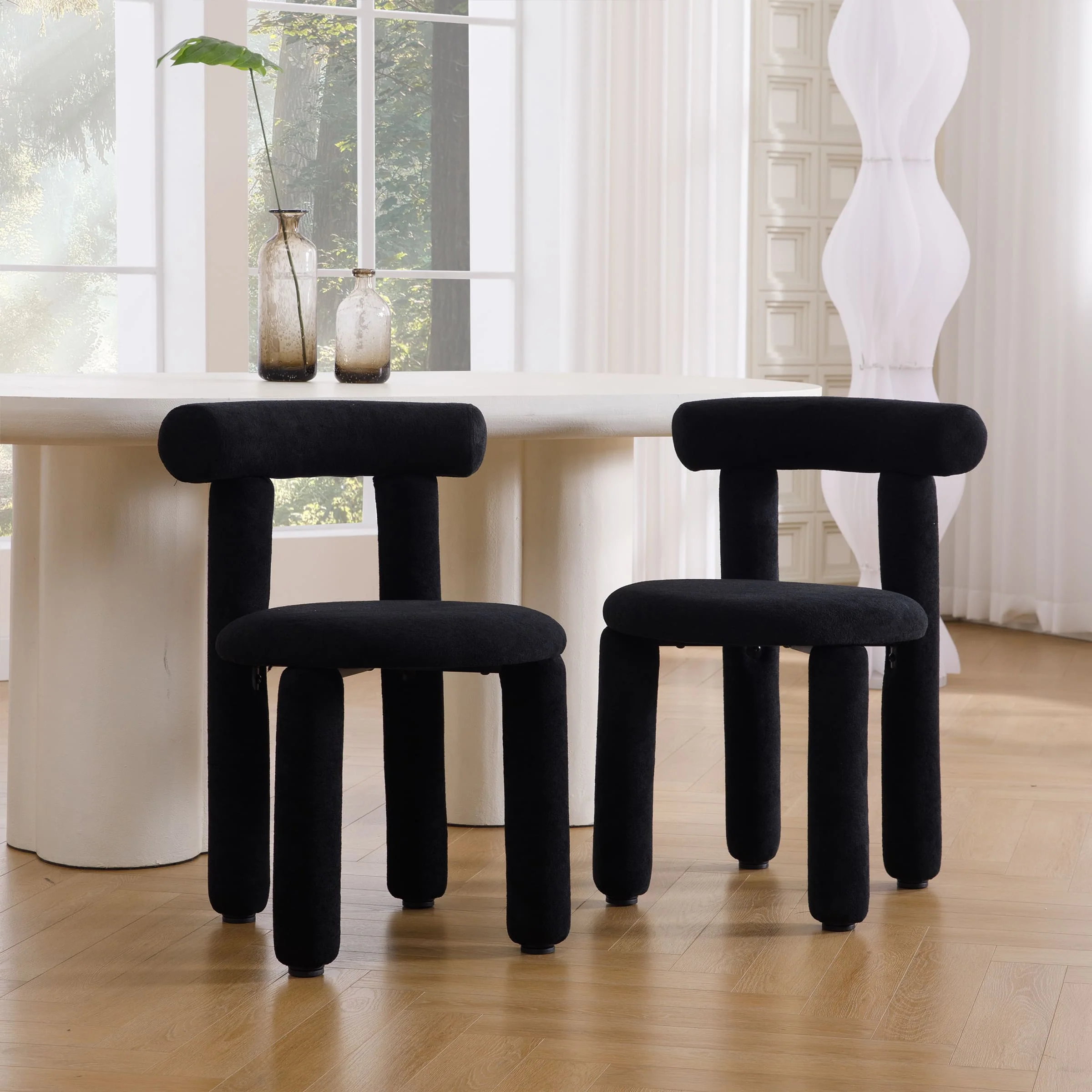 Modern Sherpa Cute Dining Chairs Set of 2 - 3136DC - Image 11
