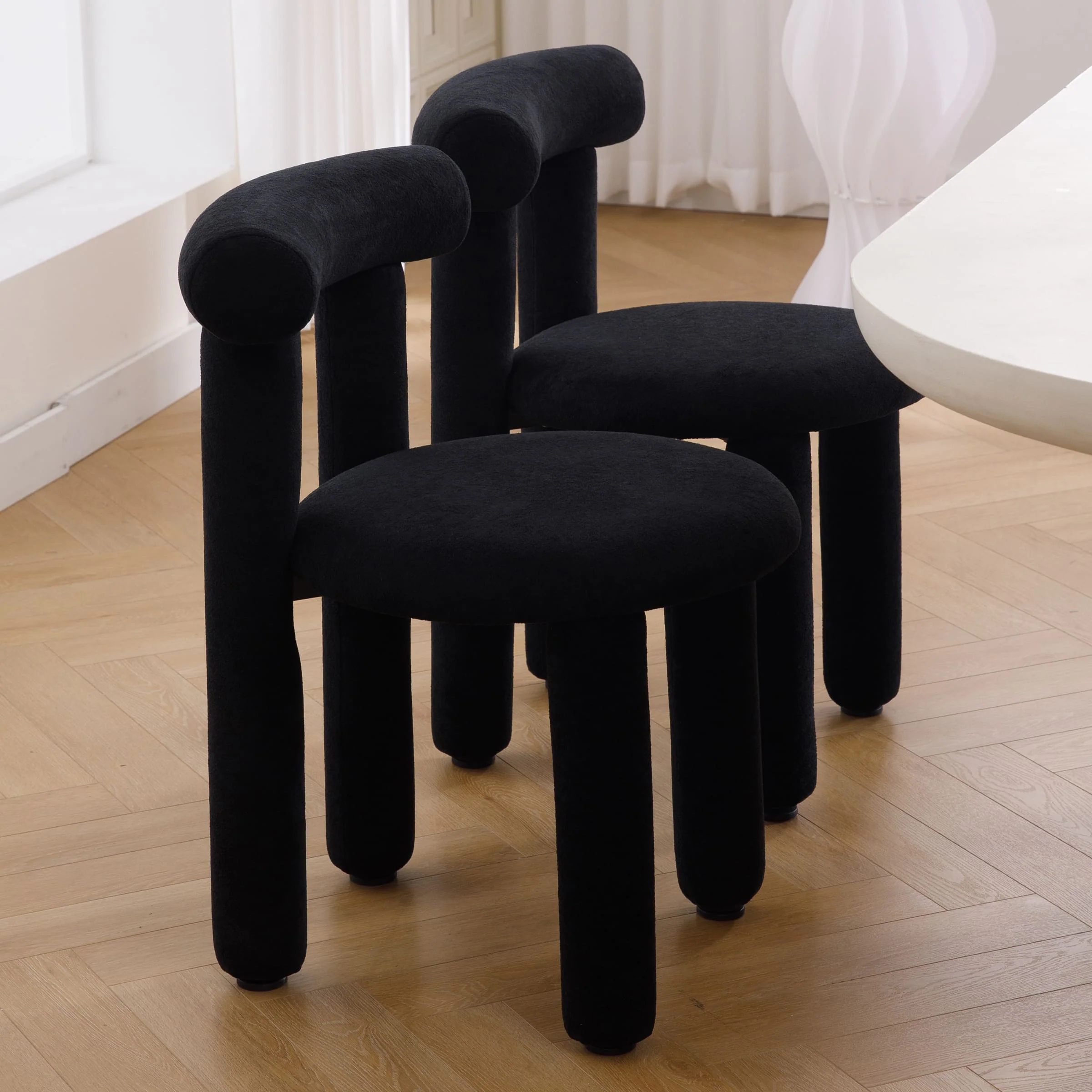 Modern Sherpa Cute Dining Chairs Set of 2 - 3136DC - Image 14